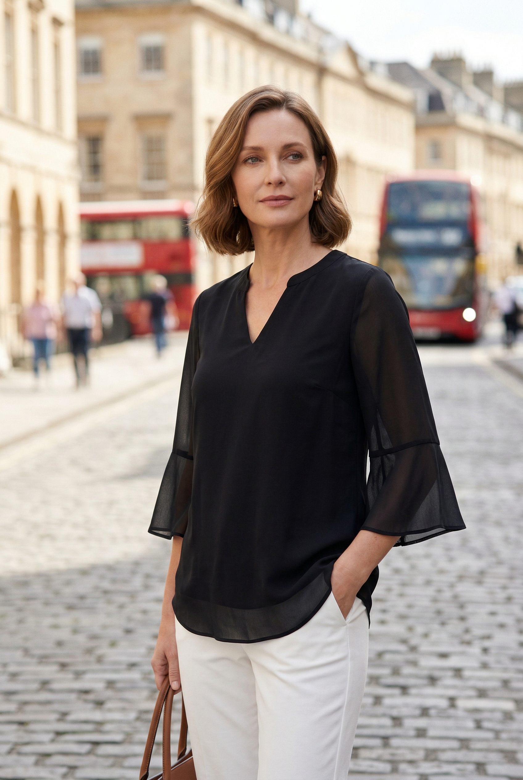 Going Out Top | Notch Neck with Sheer Split Sleeves - 3