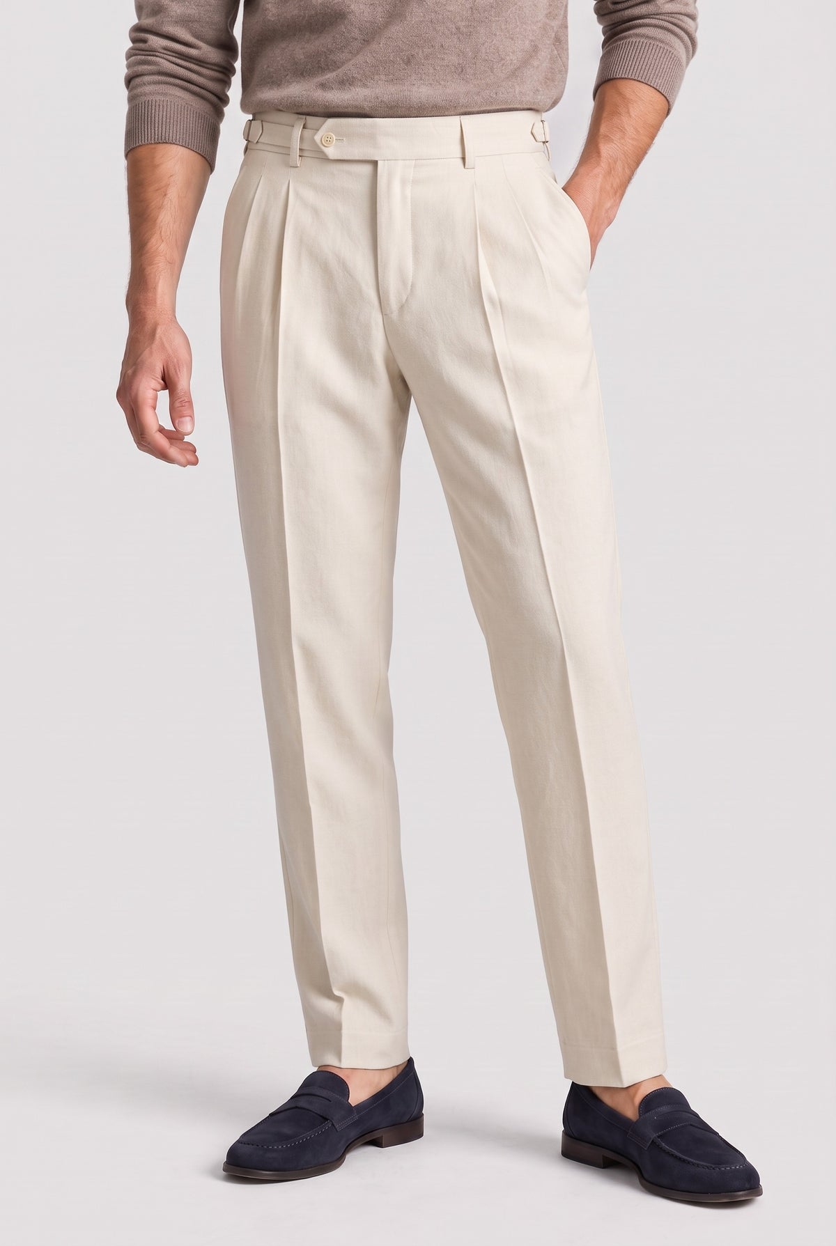 Men’s Trousers | Pleated Tailored Fit - Beige