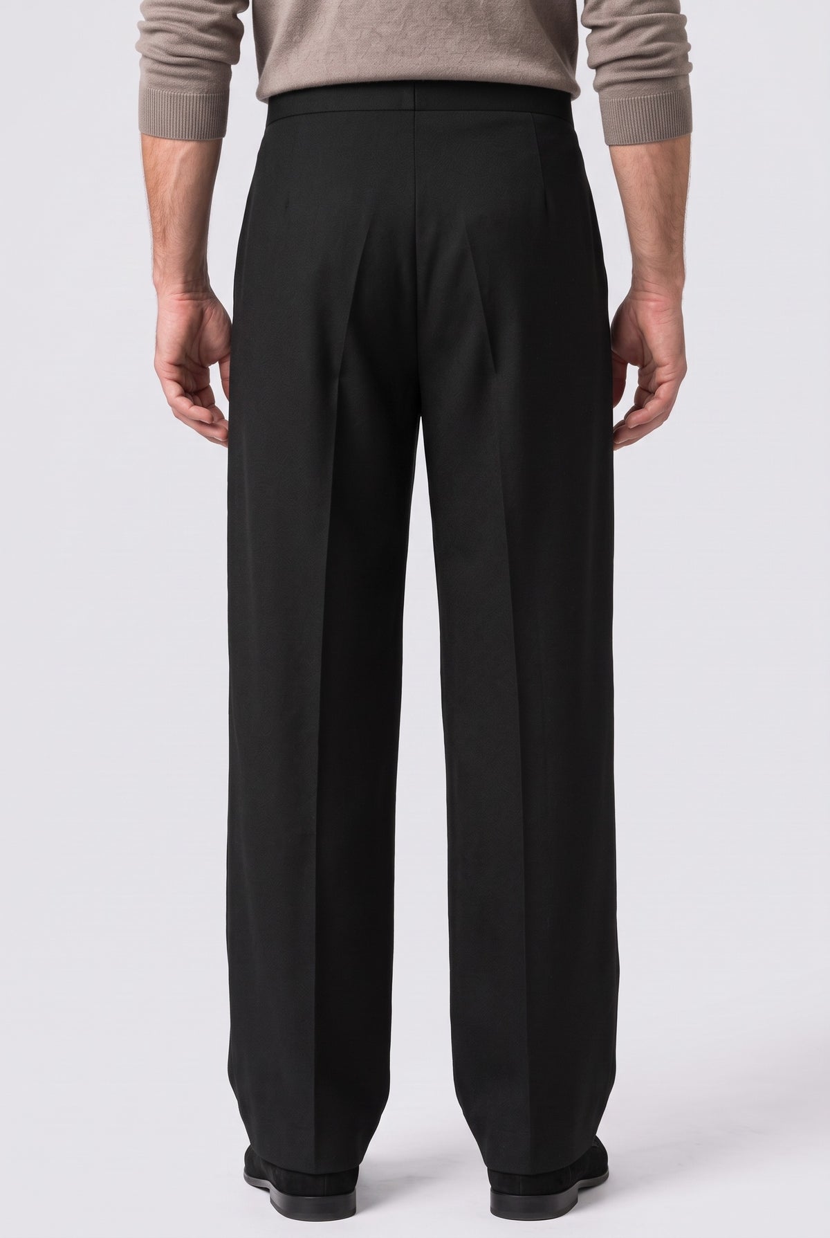 Men’s Wide Leg Trousers | Pleated Front - Black back
