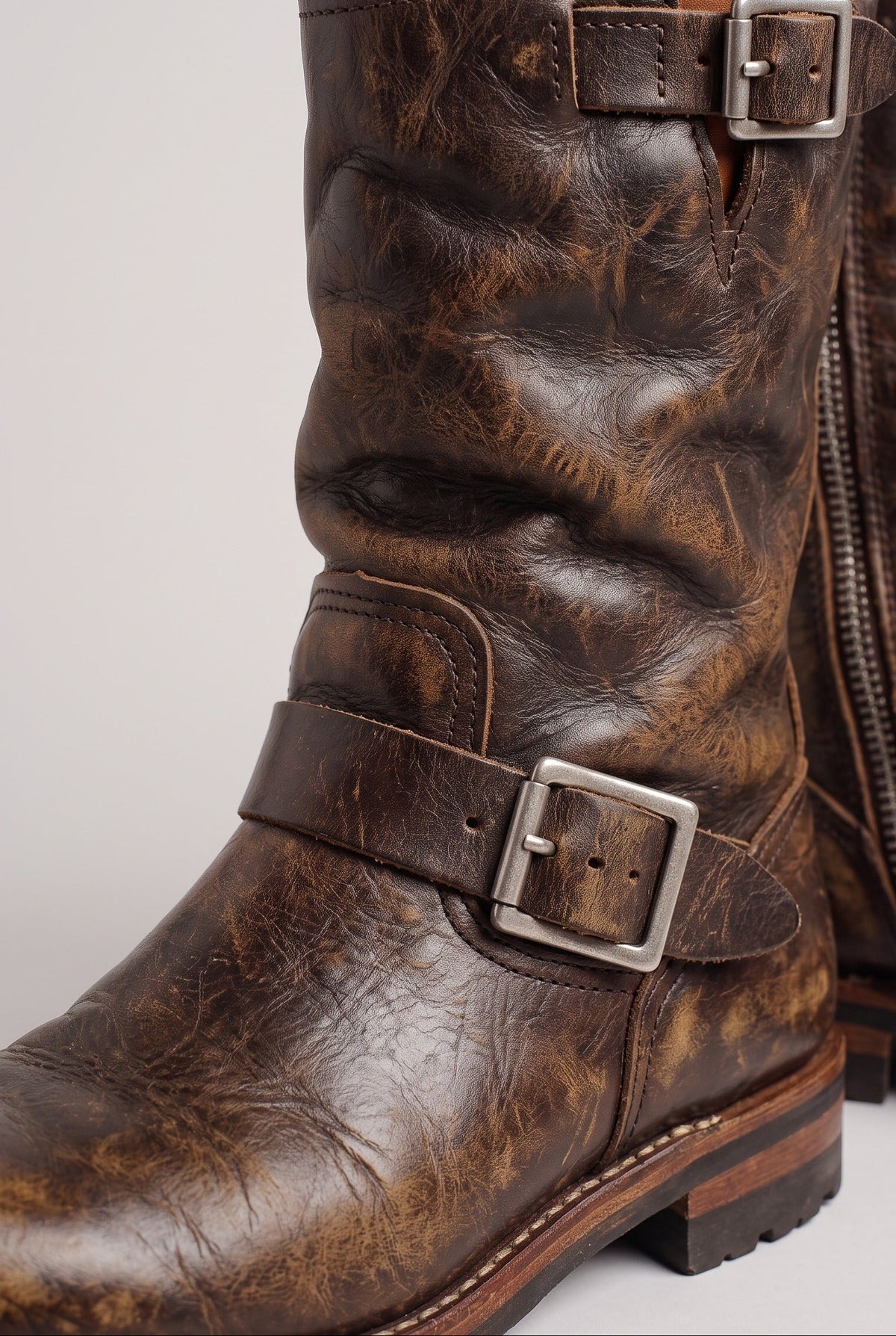 Men's Boots | Buckle Biker Leather-Look - 3