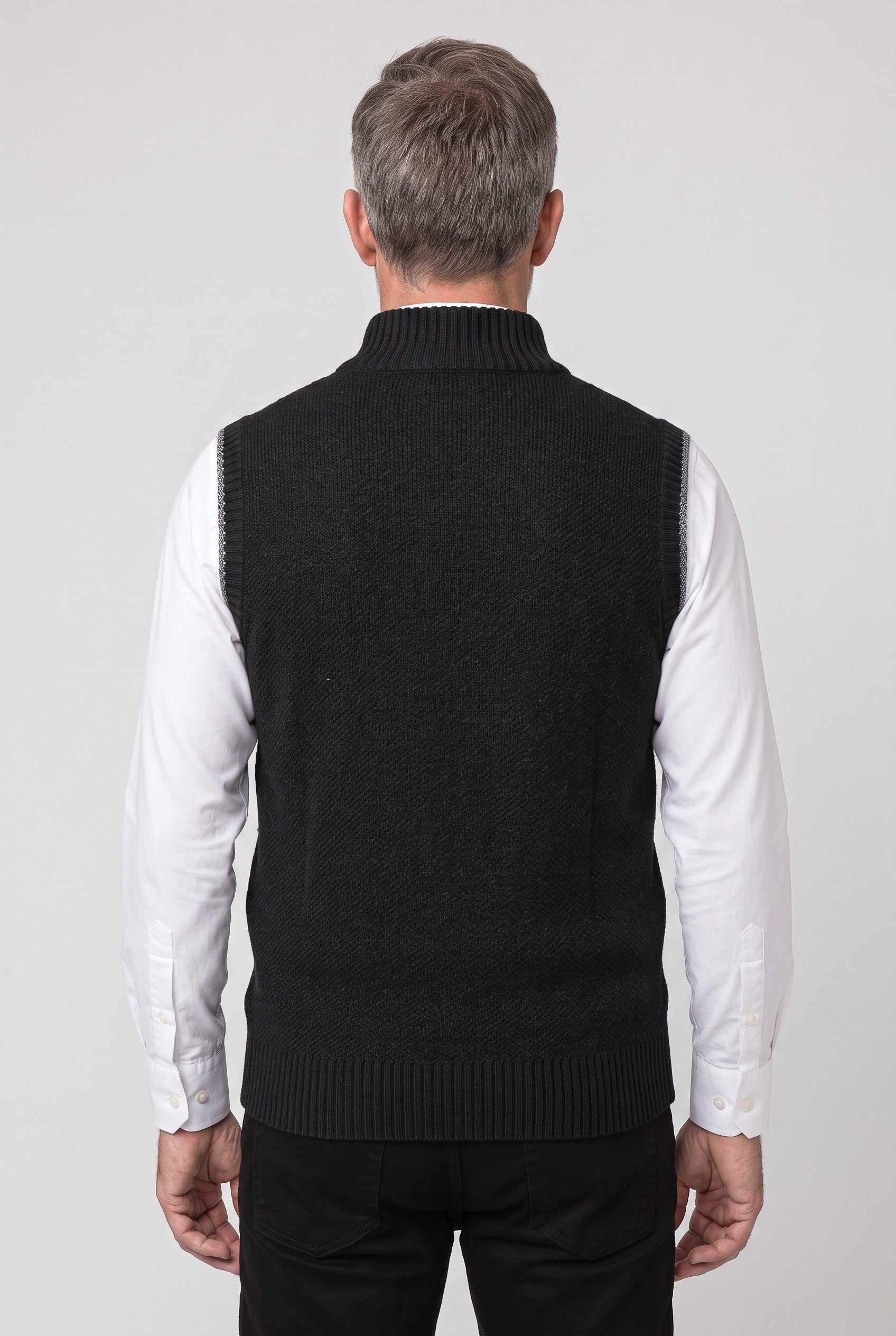Men's Cardigan | Sleeveless Zip-Up Stand Collar - 2