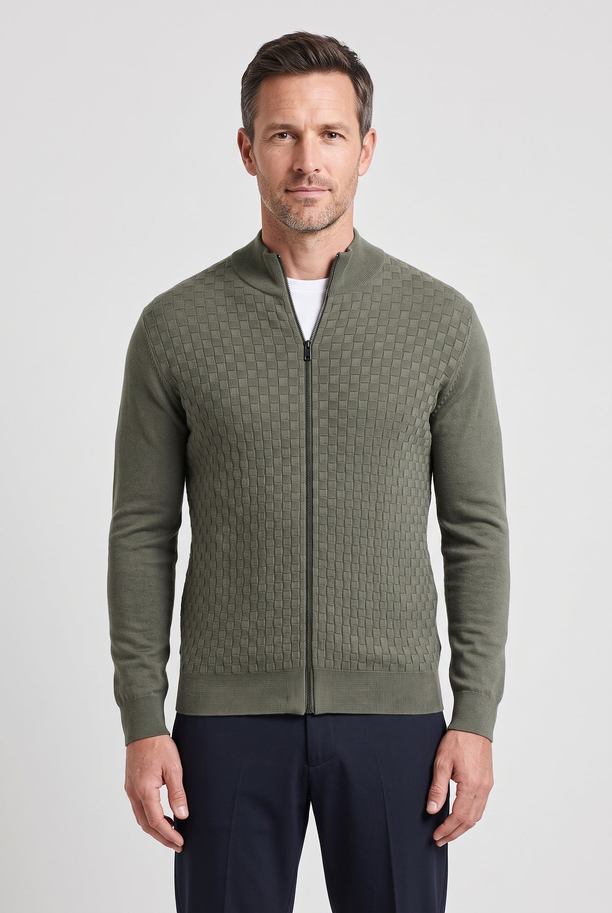 Men's Cardigan | Zip Funnel Neck - 1