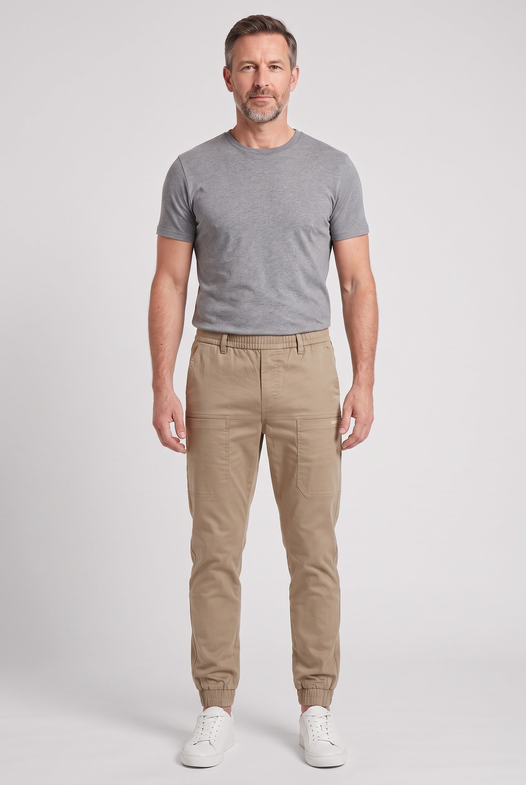Men's Cargo Trousers | Tapered Stretch Fit - Beige