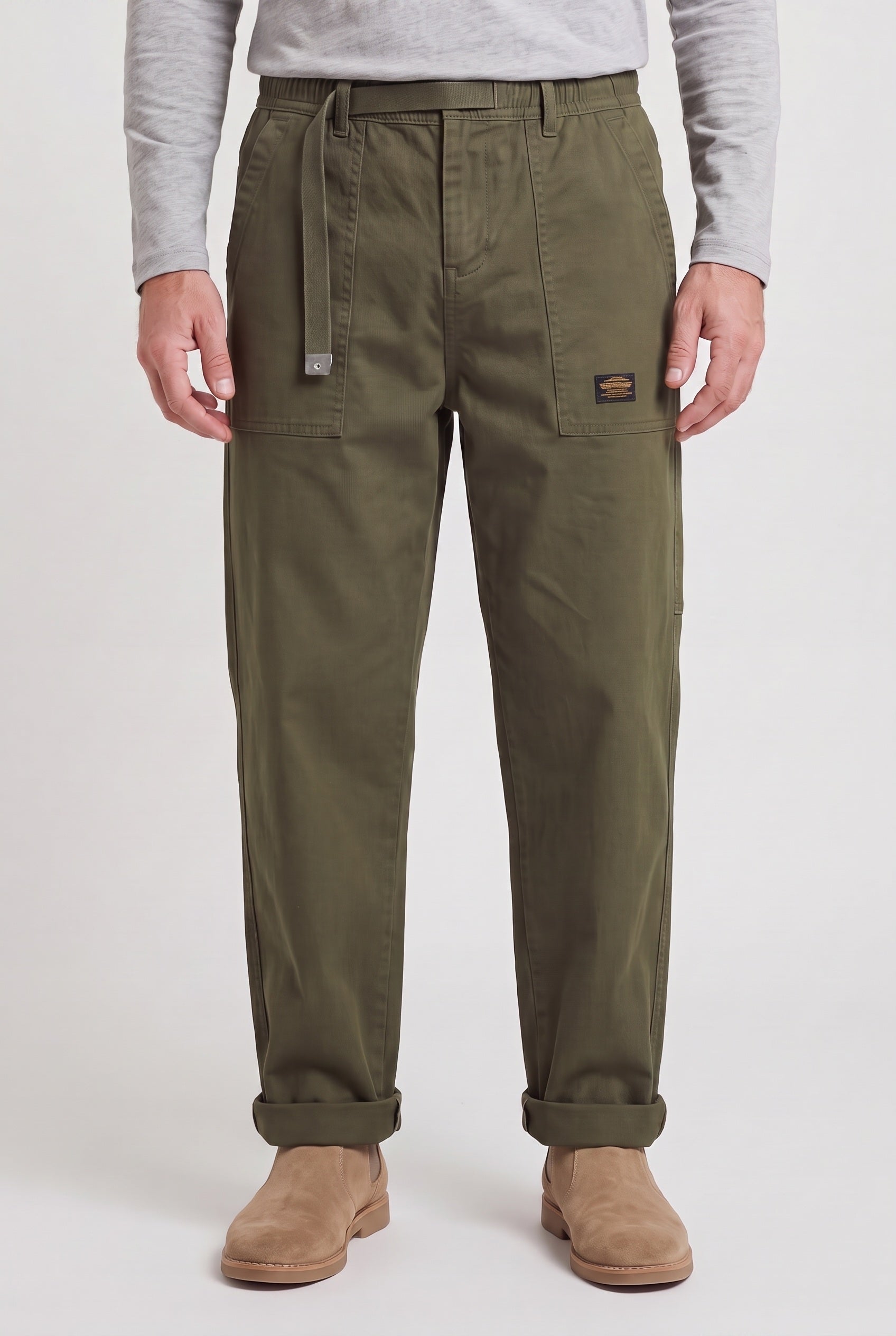 Men's Cargo Trousers | Vintage Utility Straight Leg - Army Green lower