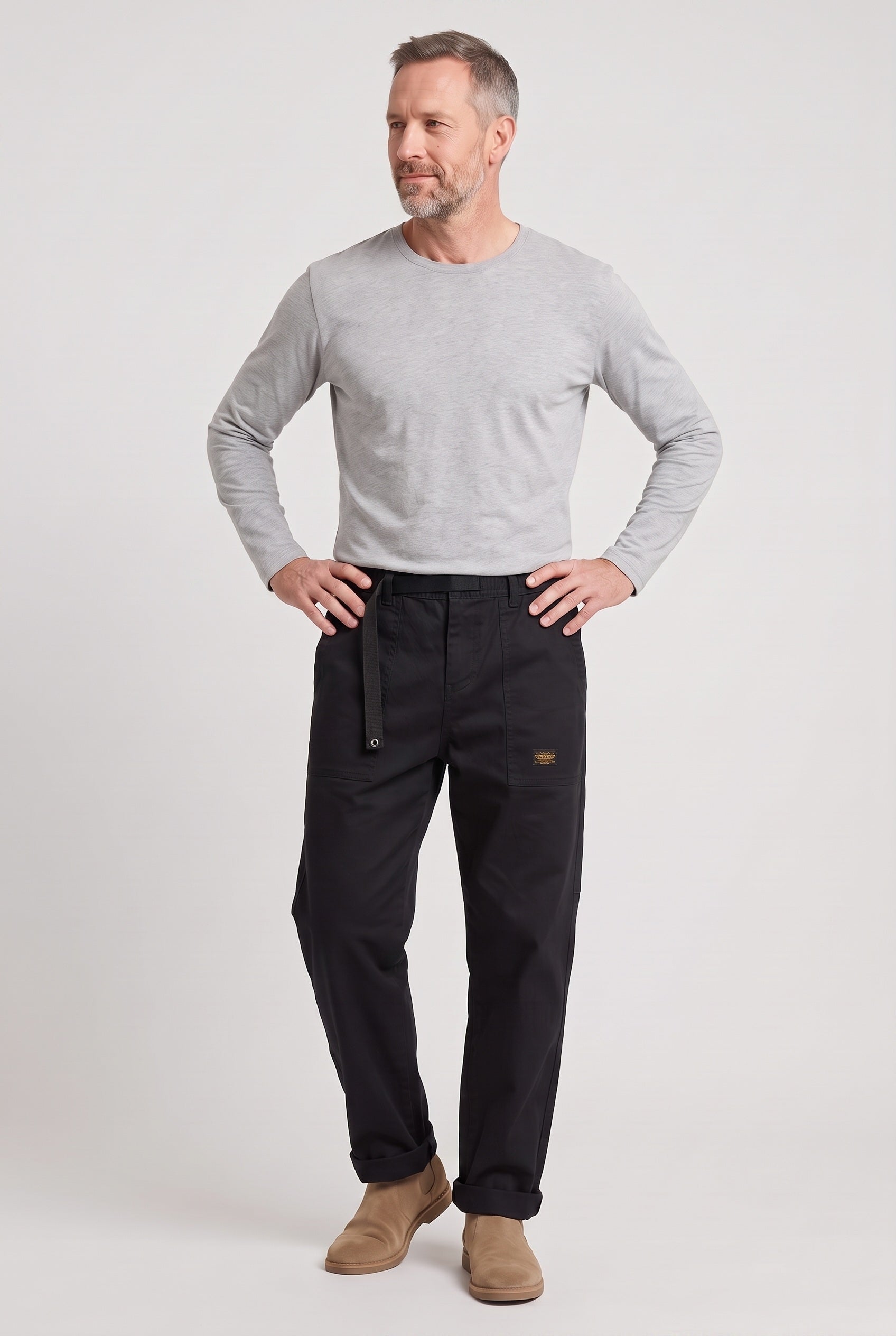 Men's Cargo Trousers | Vintage Utility Straight Leg - Black