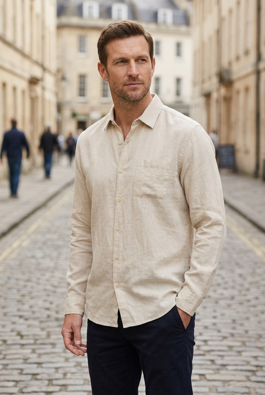 Men's Casual Collared Button Down Relaxed Fit Shirt | Long Sleeves - 4