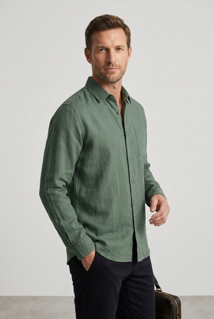Men's Casual Collared Button Down Relaxed Fit Shirt | Long Sleeves - 5