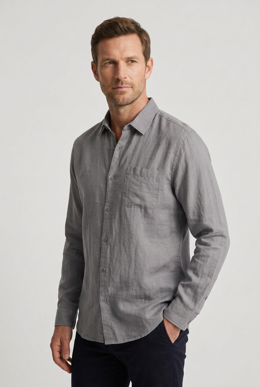 Men_s_Casual_Collared_Button_Down_Relaxed_Fit_Shirt_Long_Sleeves_-_9