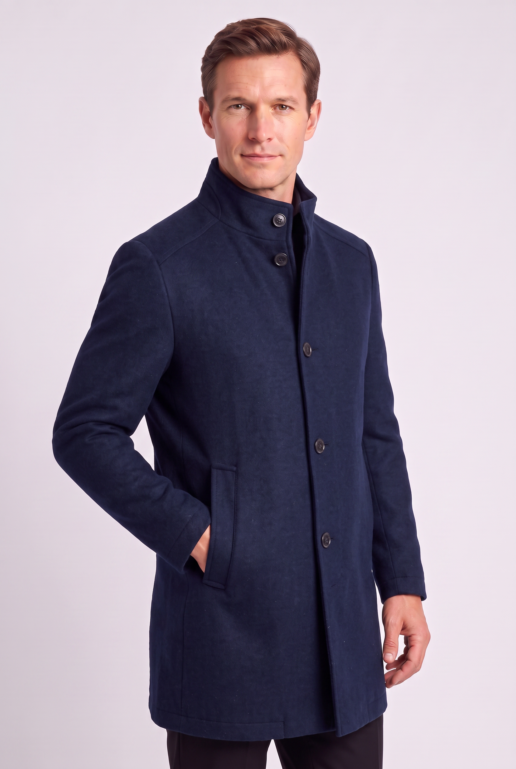 Men's Coat | Stand Collar Overcoat - 4