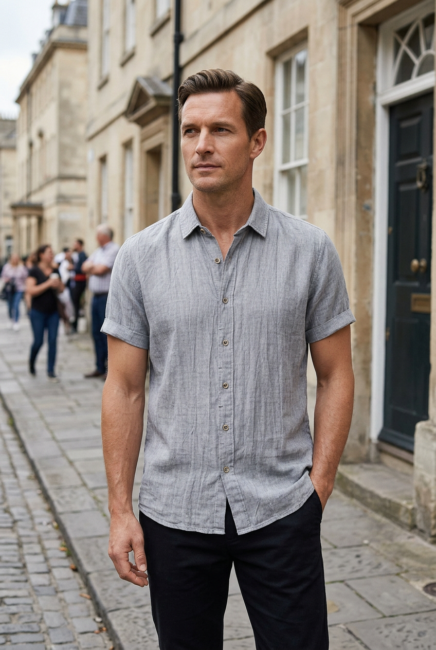 Men's Collared Short Sleeve Casual Shirt | Button Down - 4