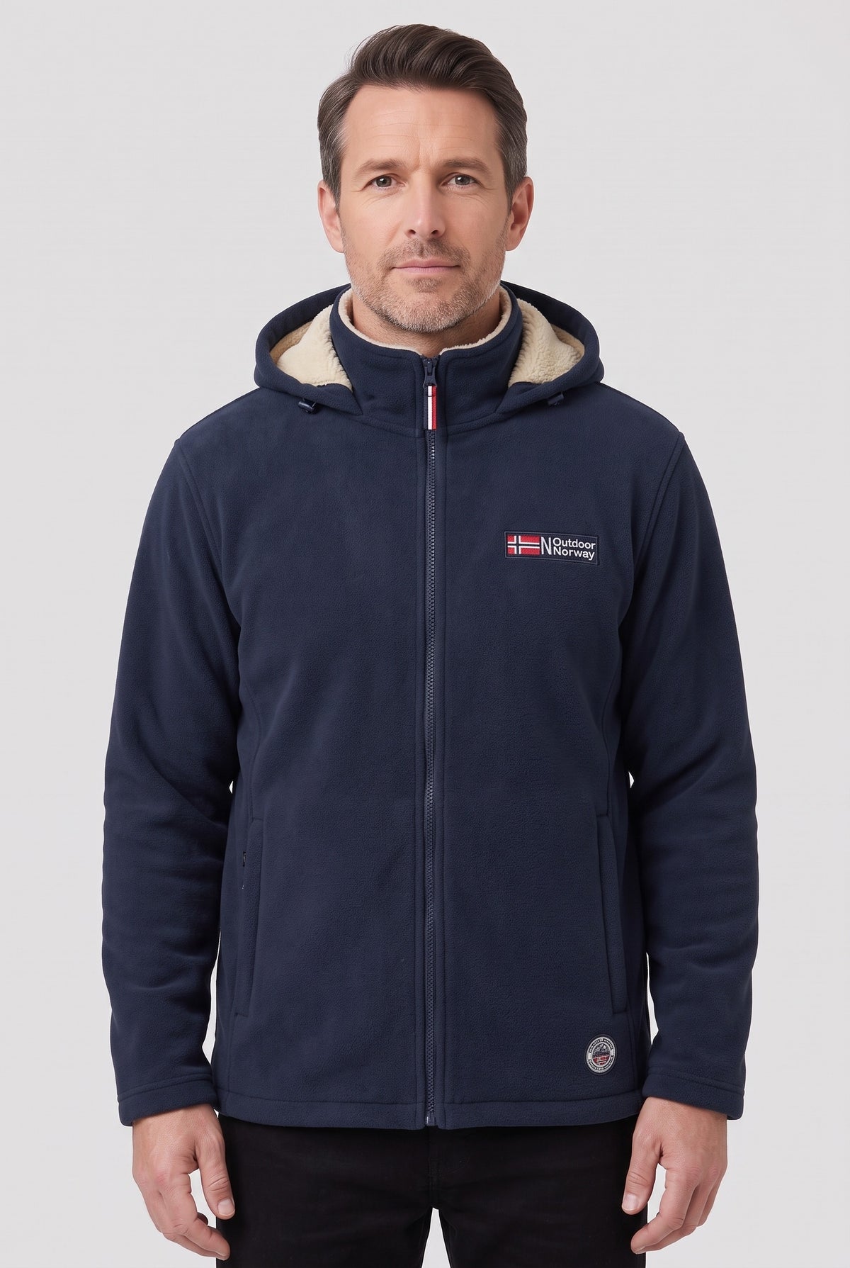 Men's Fleece Jacket | Sherpa-Lined Zip-Up - Navy