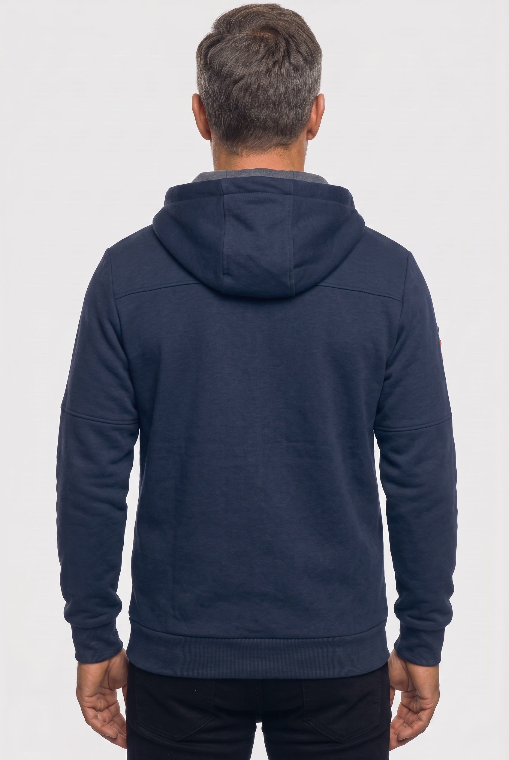 Men's Hoodie | Full Zip with Multiple Zipped Pockets - Navy Blue back
