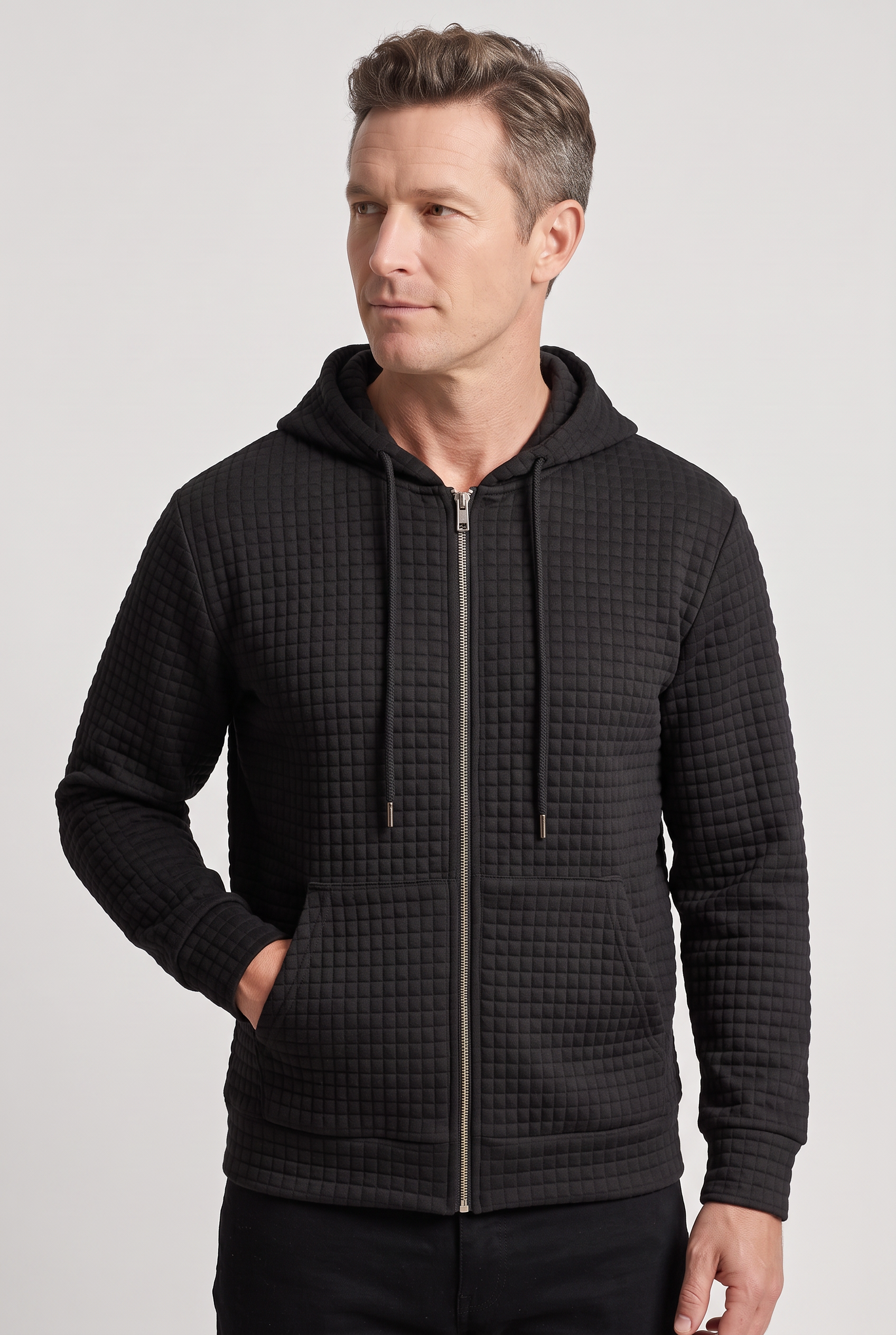 Men's Hoodie | Zip-Up Waffle Knit - 1