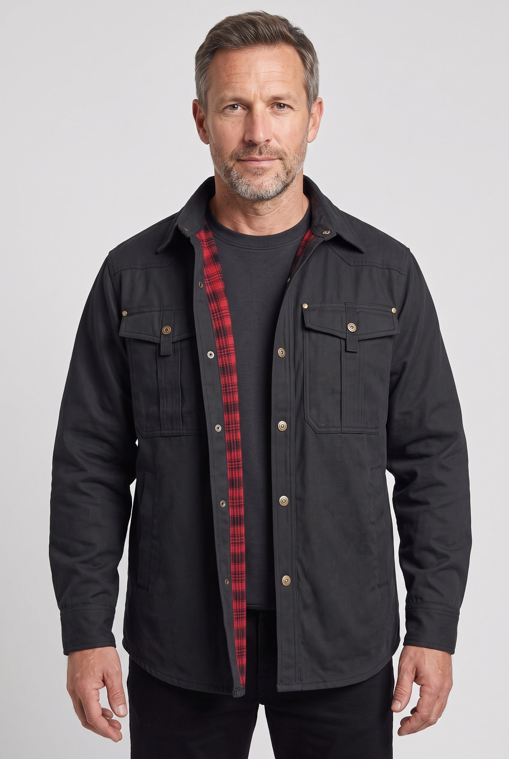 Men's Jacket | Flannel-Lined Shacket - BLACK