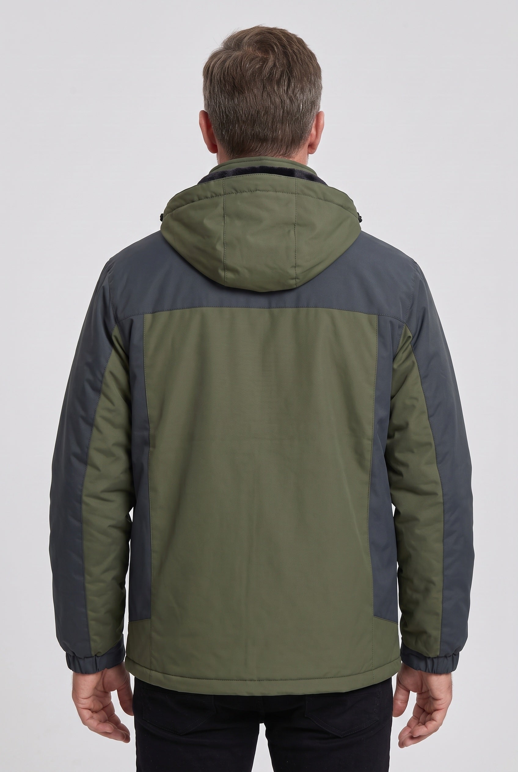 Men's Jacket | Fleece-Lined Hooded - Green back