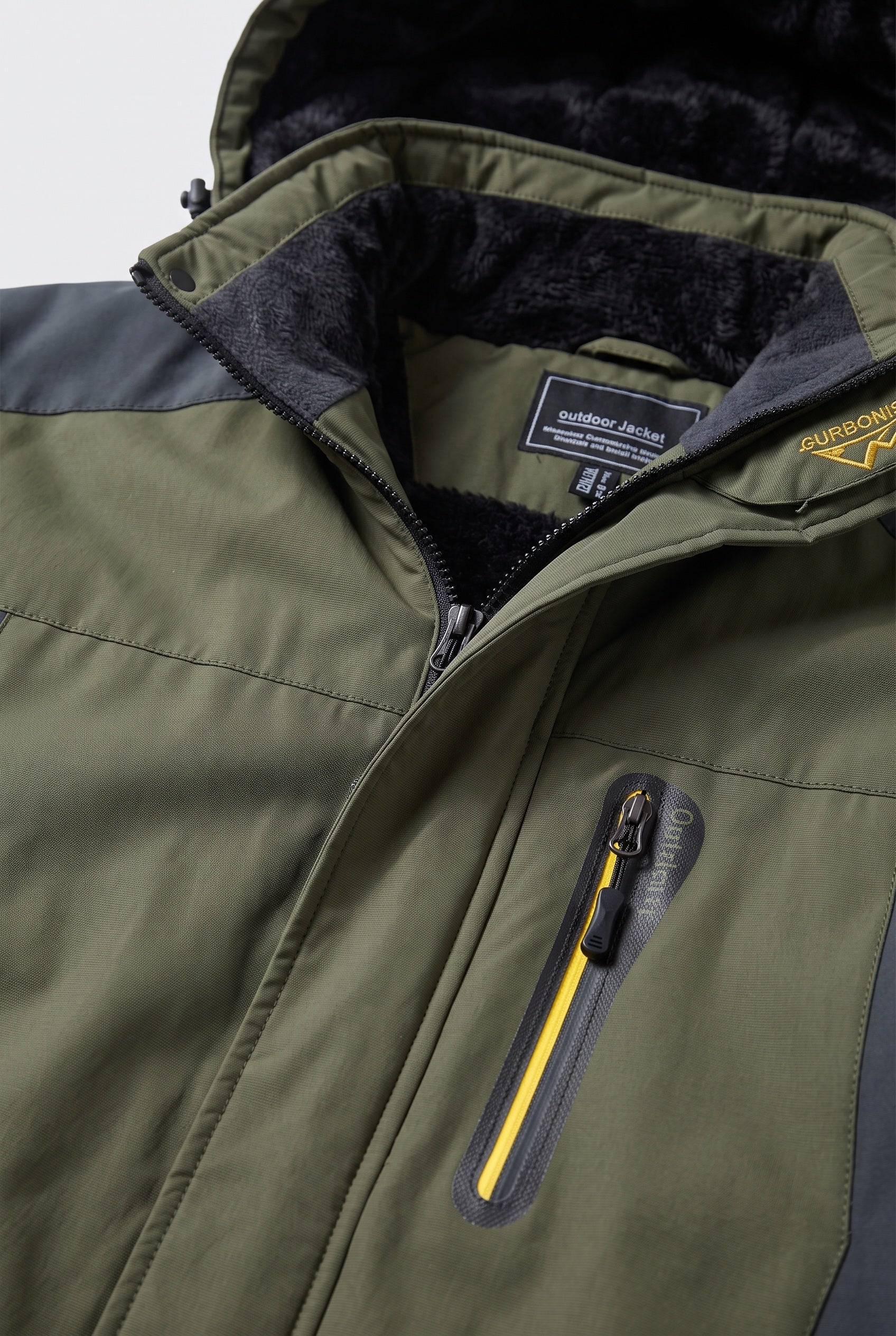 Men's Jacket | Fleece-Lined Hooded - Green detail
