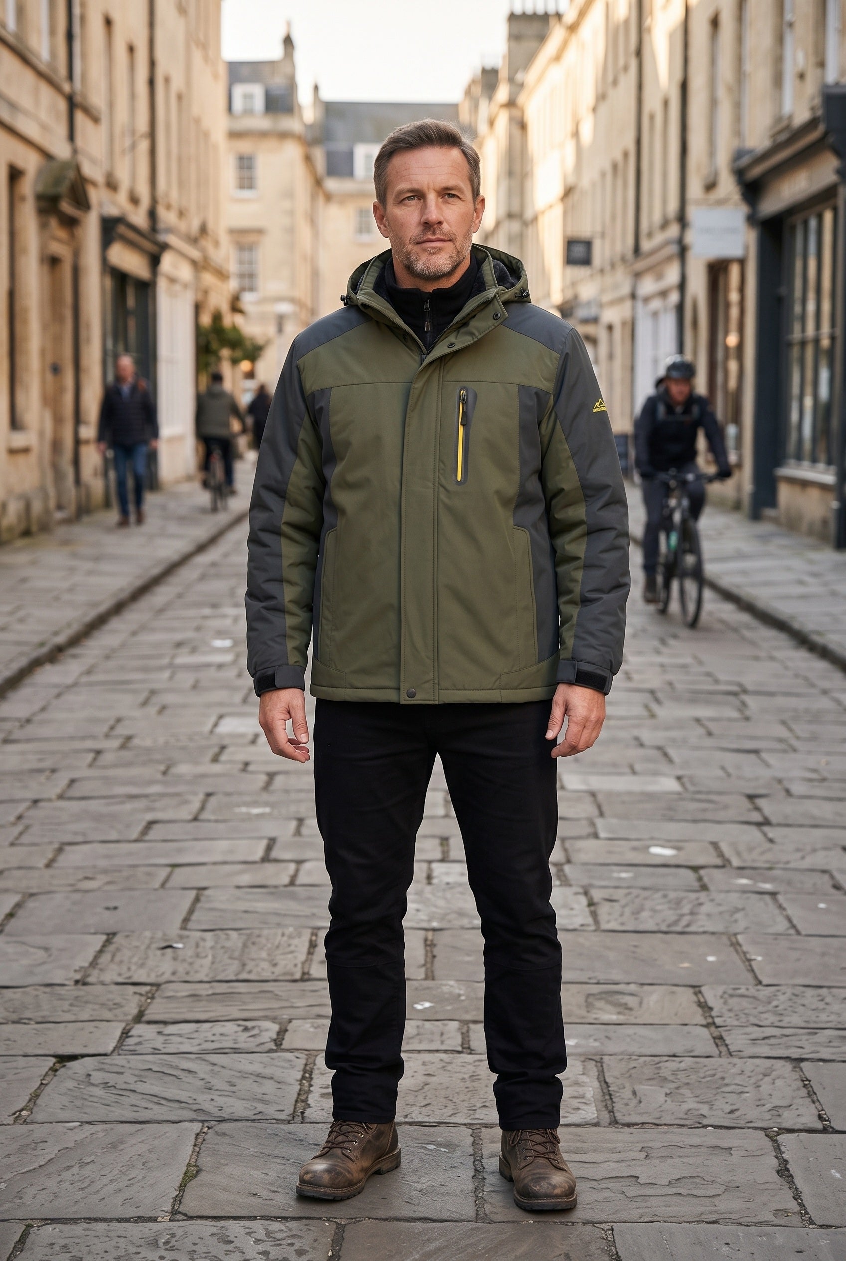 Men's Jacket | Fleece-Lined Hooded - Green lifestyle