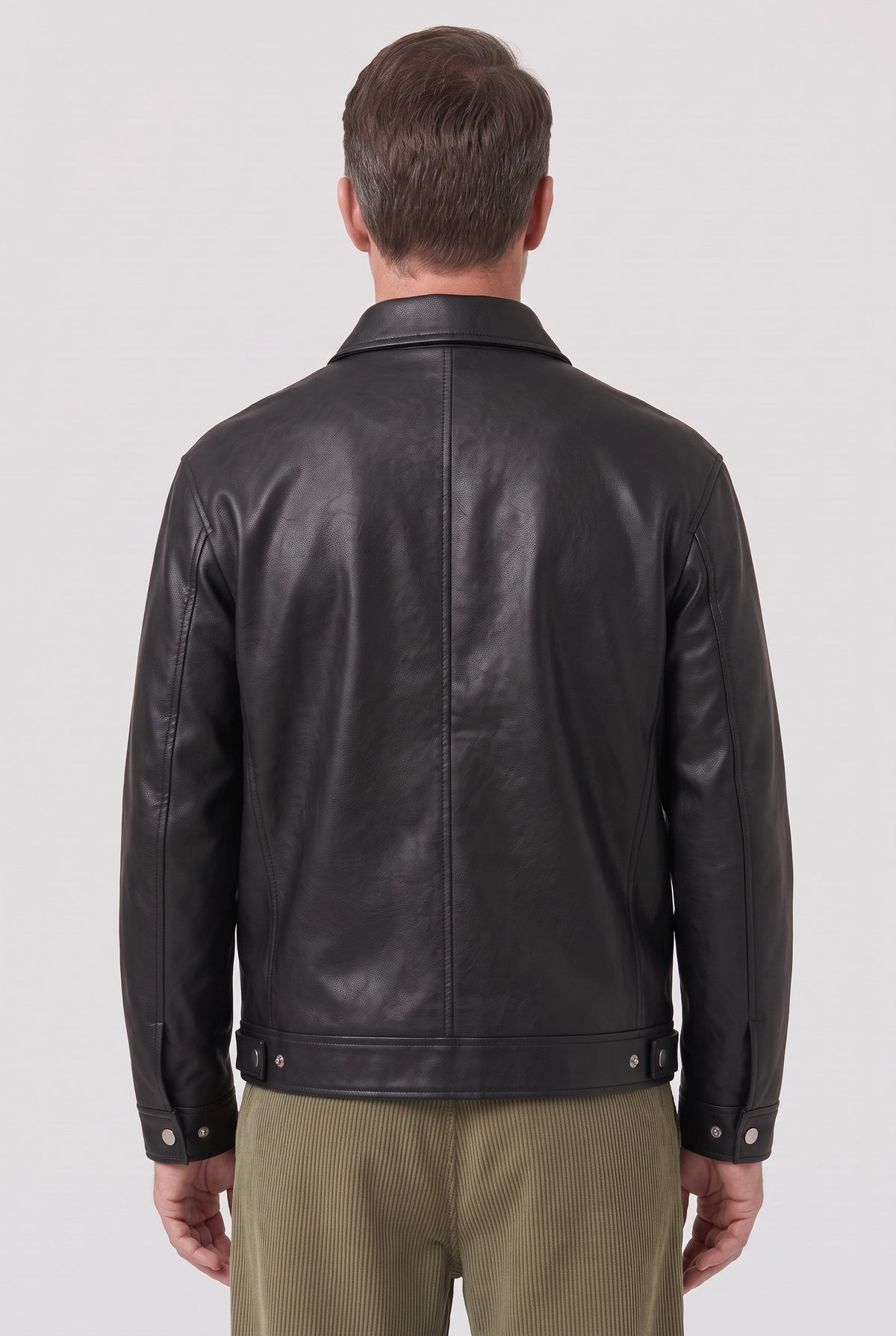 Men's Jacket | Leather-Look Collared Zip - Back