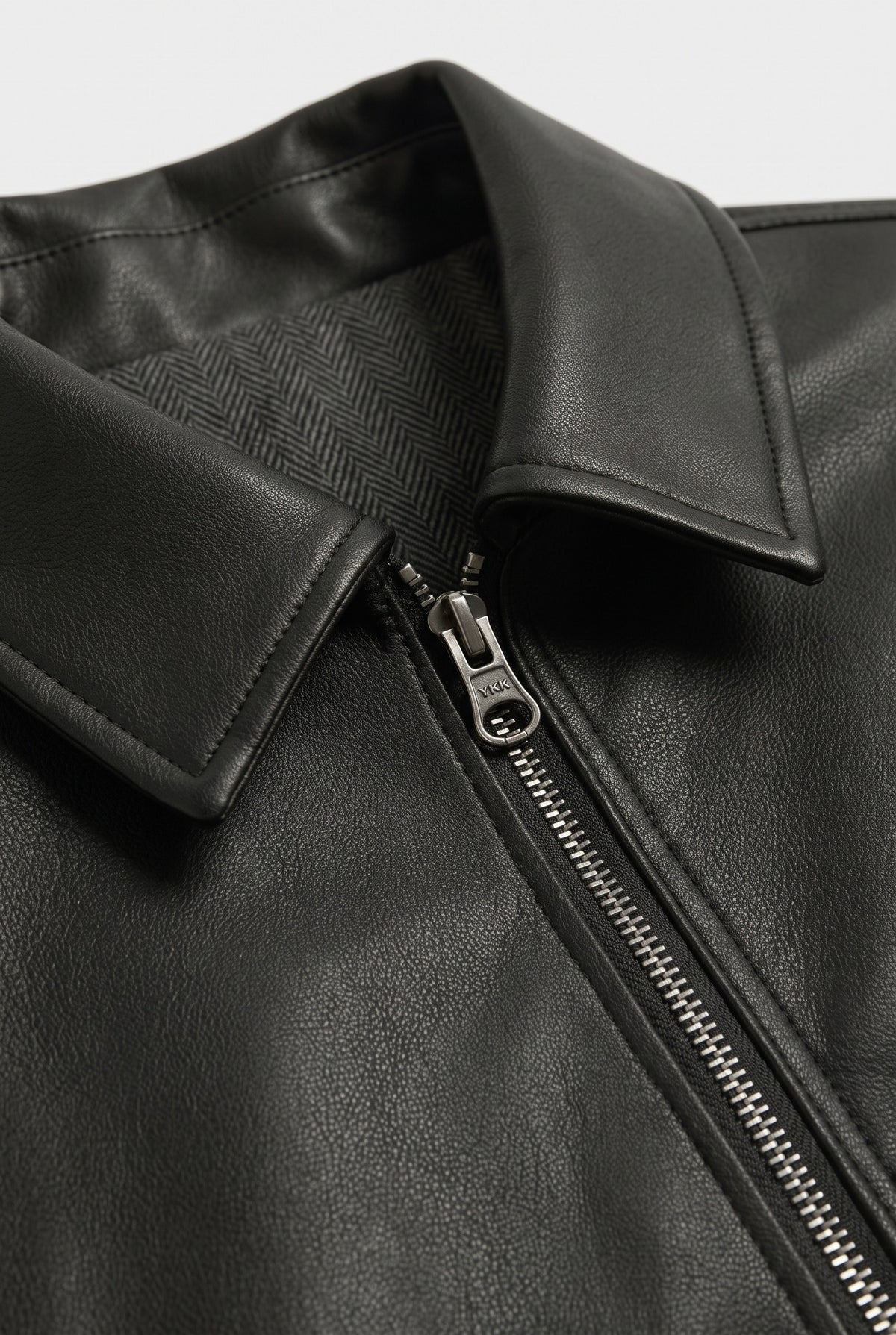 Men's Jacket | Leather-Look Collared Zip - Detail