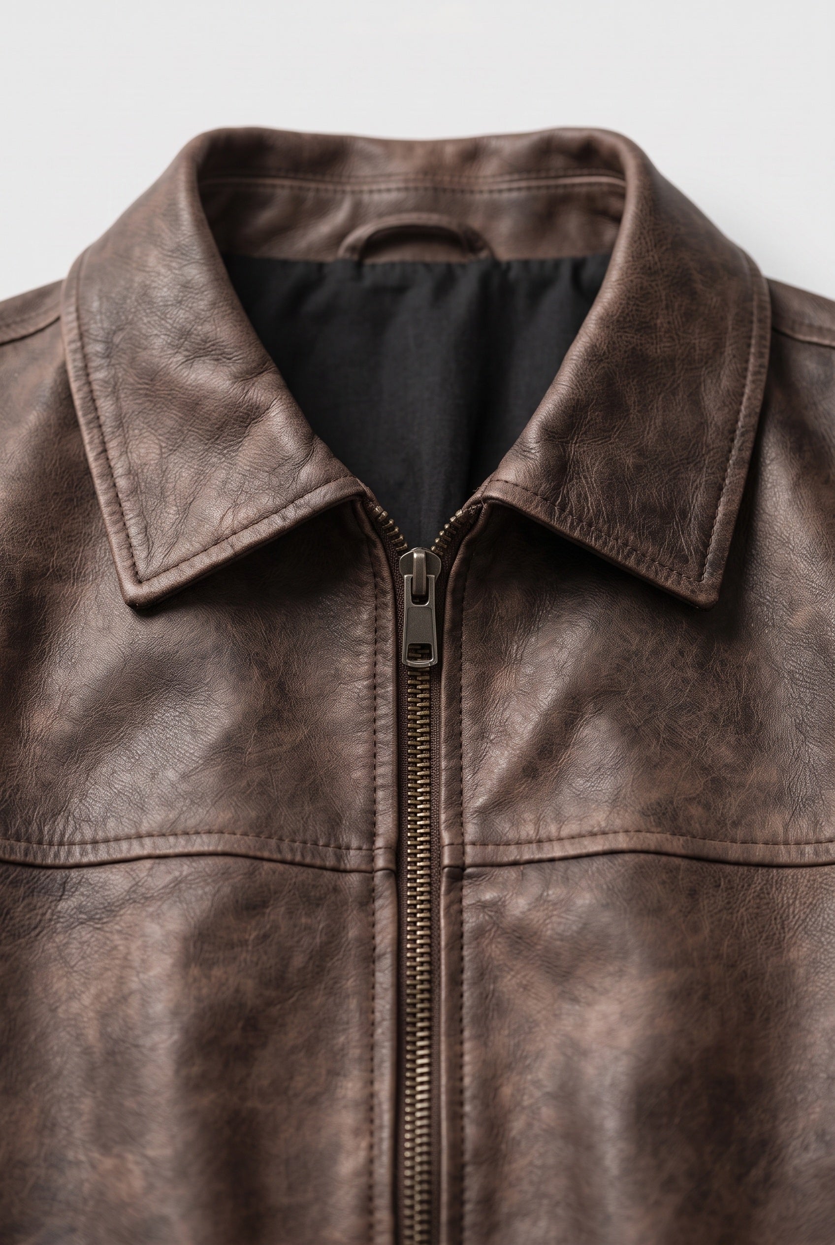 Men's Jacket | Leather-Look with Turn-Down Collar - Brown detail