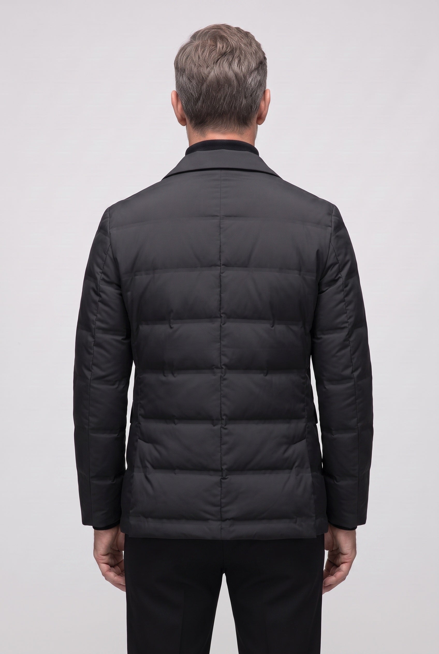 Men's Jacket | Quilted Lapel Front - Black back