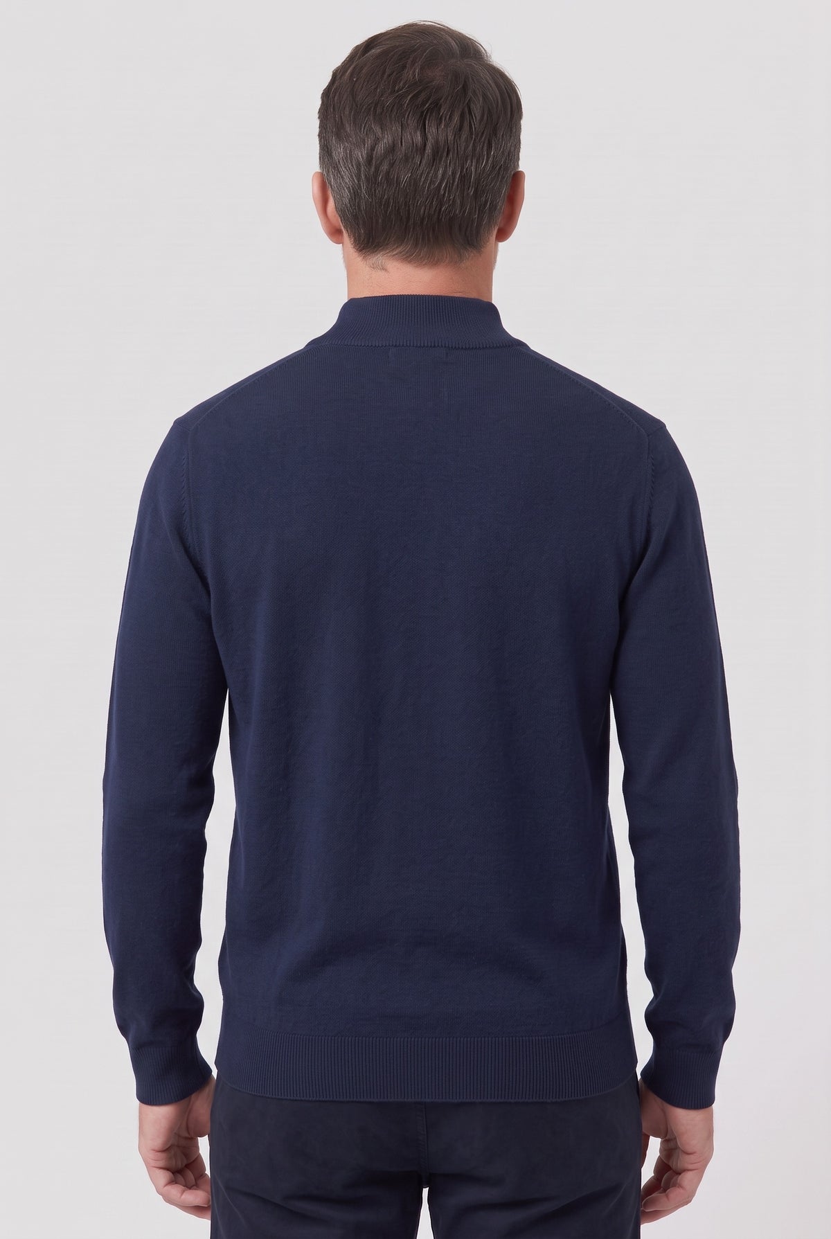 Men's Knitted Jumper | Buttoned Polo Collar - Back