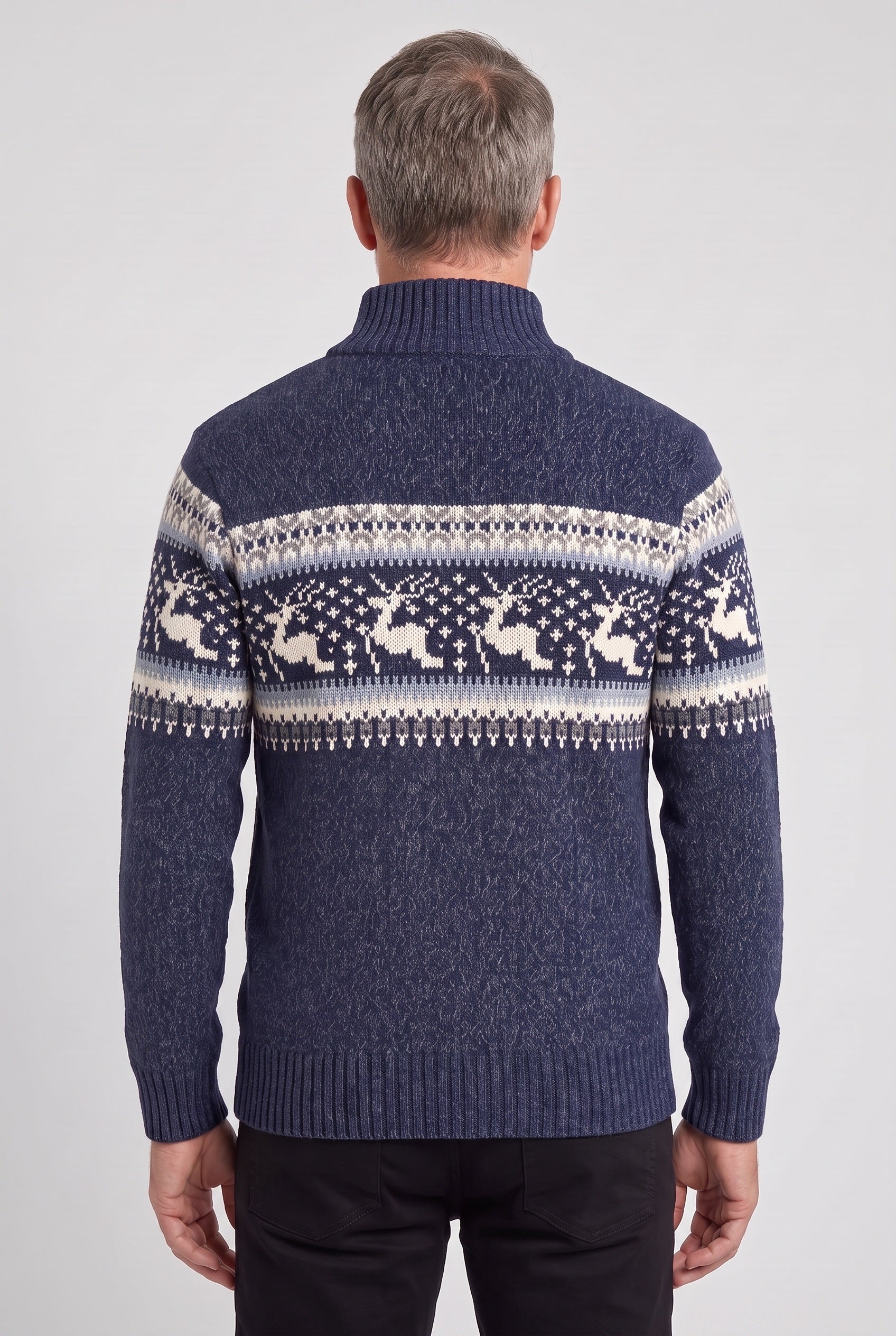 Men's Knitted Jumper | Fair Isle Half-Zip