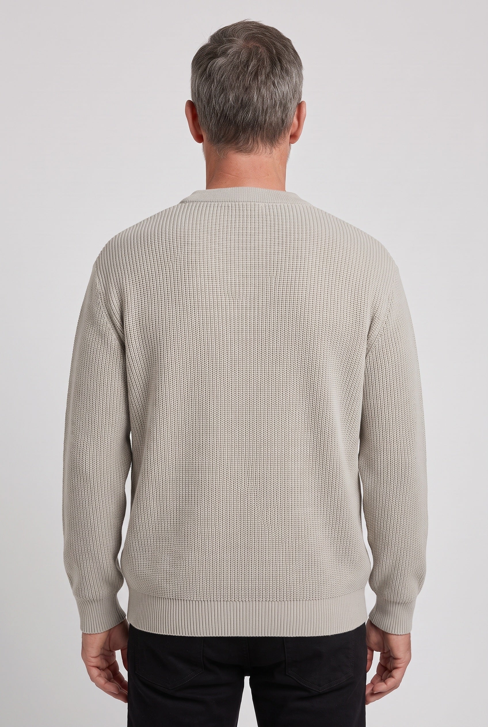 Men's Knitted Jumper | Quarter Zip Collar - Grey back