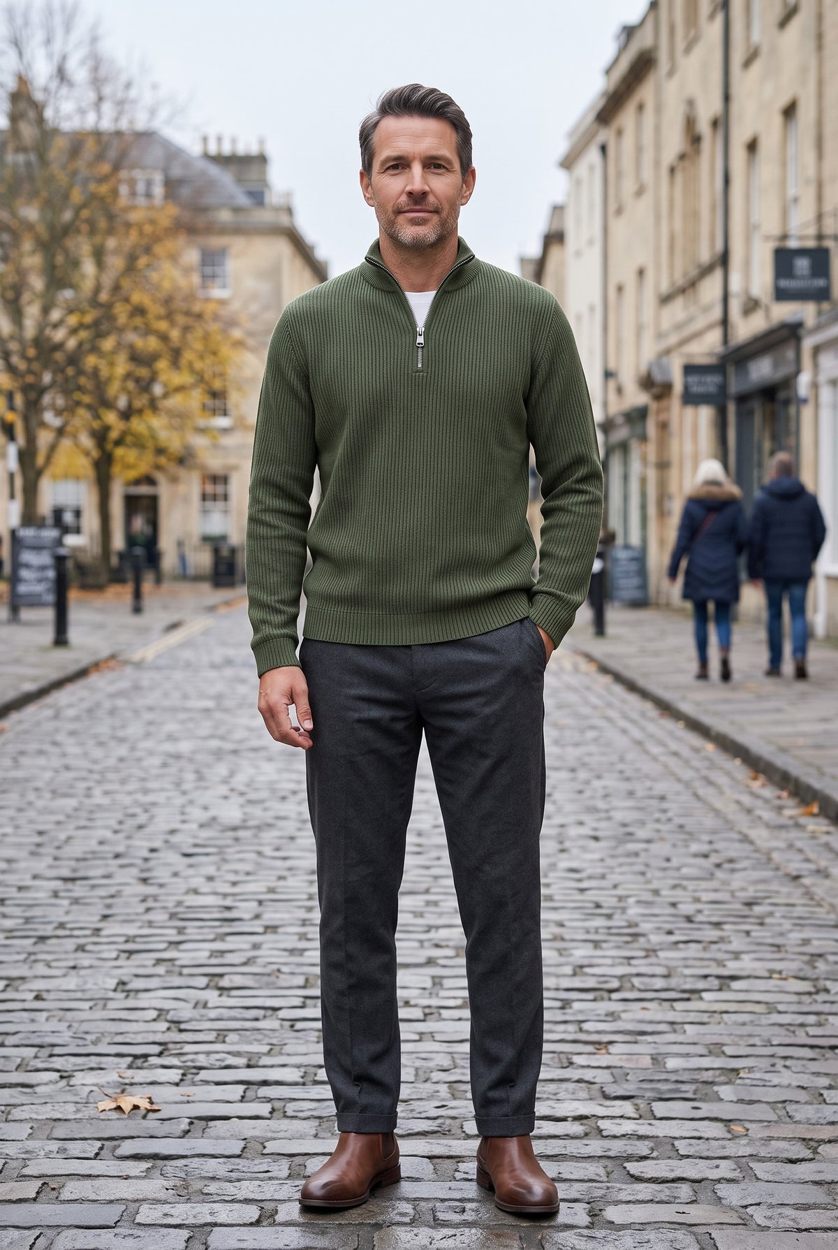 Men's Knitted Jumper | Ribbed Quarter-Zip - Lifestyle