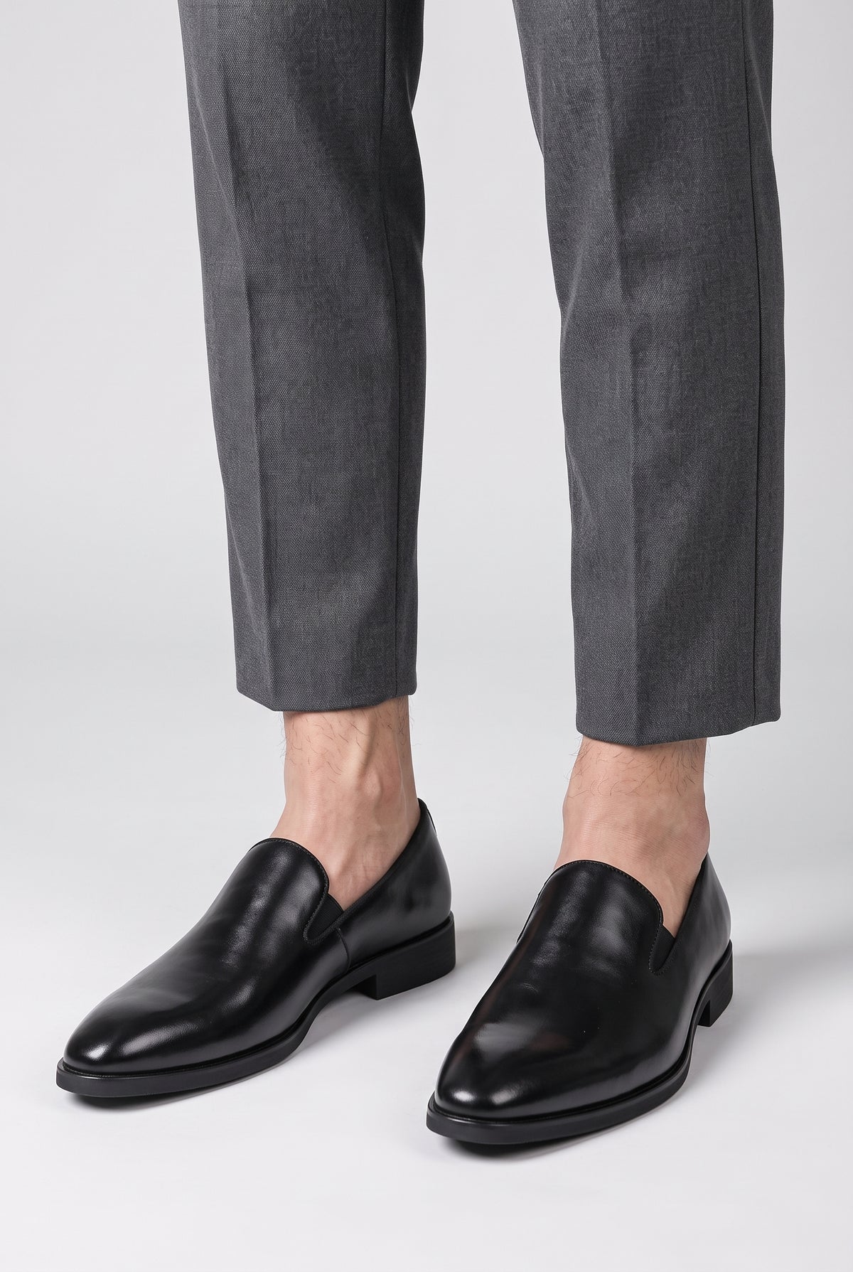 Men's Loafers | Leather-Look Slip-On - Black Worn