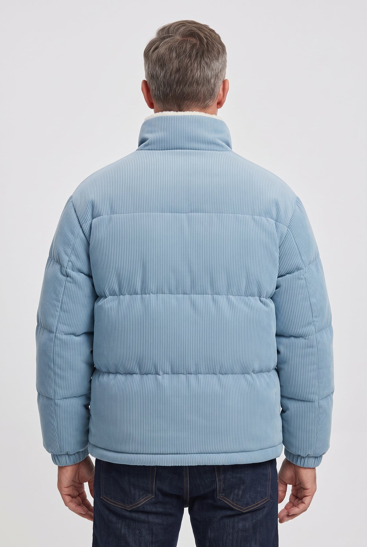 Men's Puffer Jacket | Corduroy Sherpa Collar - 2