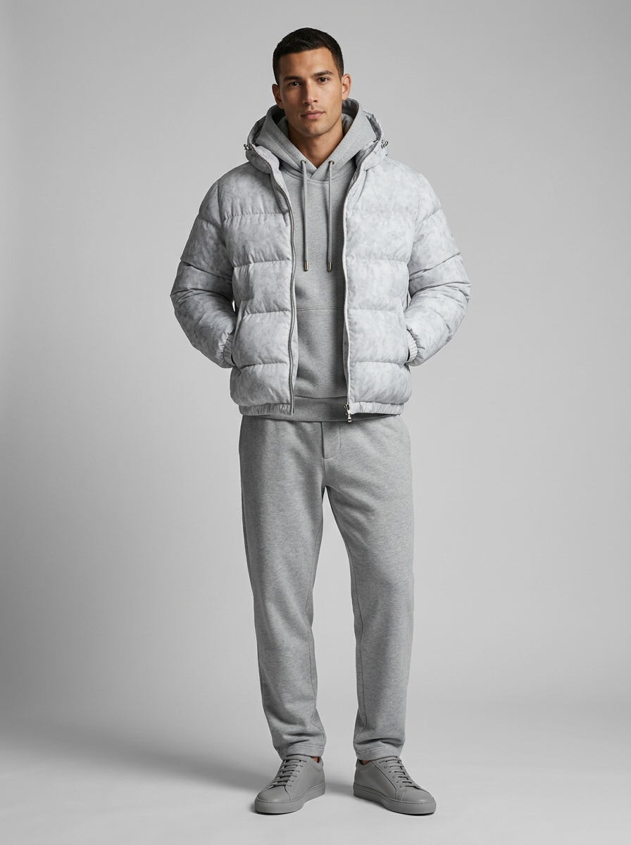 Men's Puffer Jacket | Hooded Zip-Up - 1