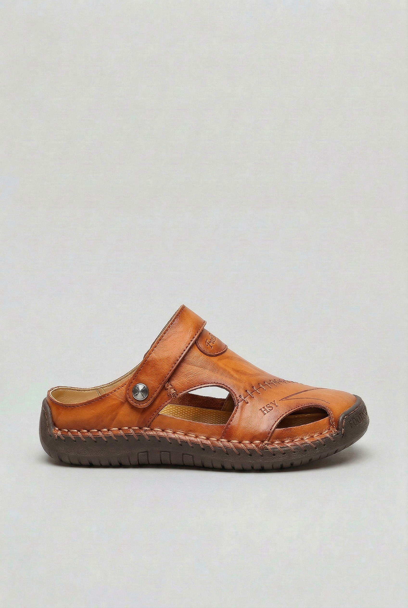 Men’s Sandals | Leather Look with Closed Toe - 4