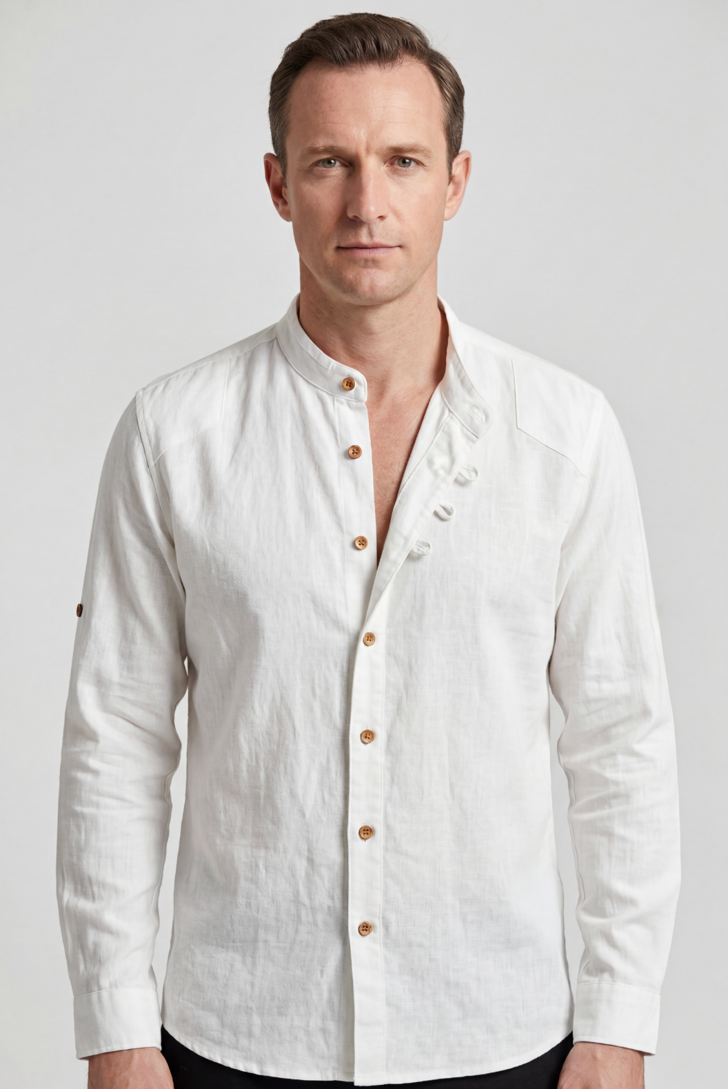 Men’s Shirt | Band Collar with Button Front - 1