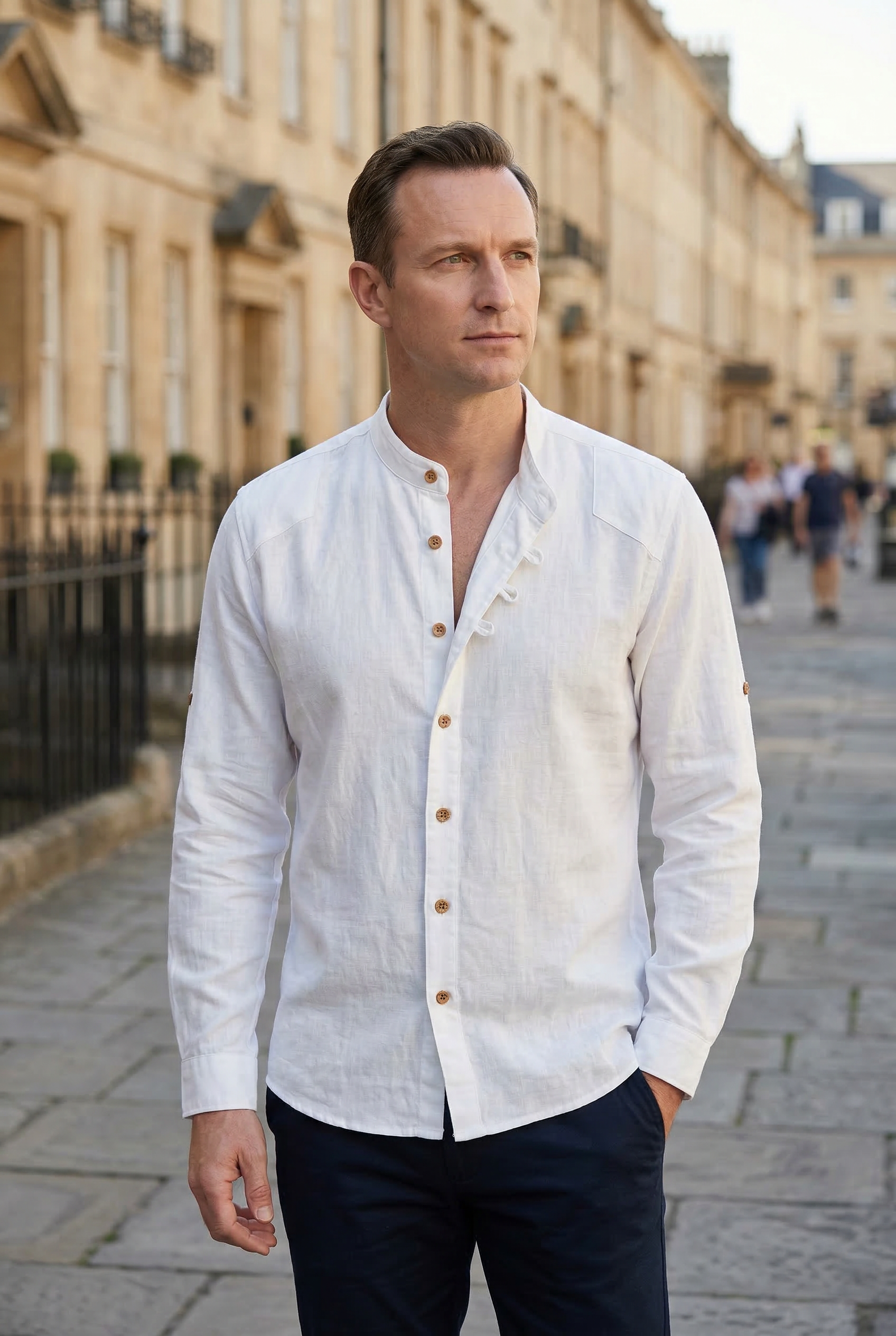 Men’s Shirt | Band Collar with Button Front - 4