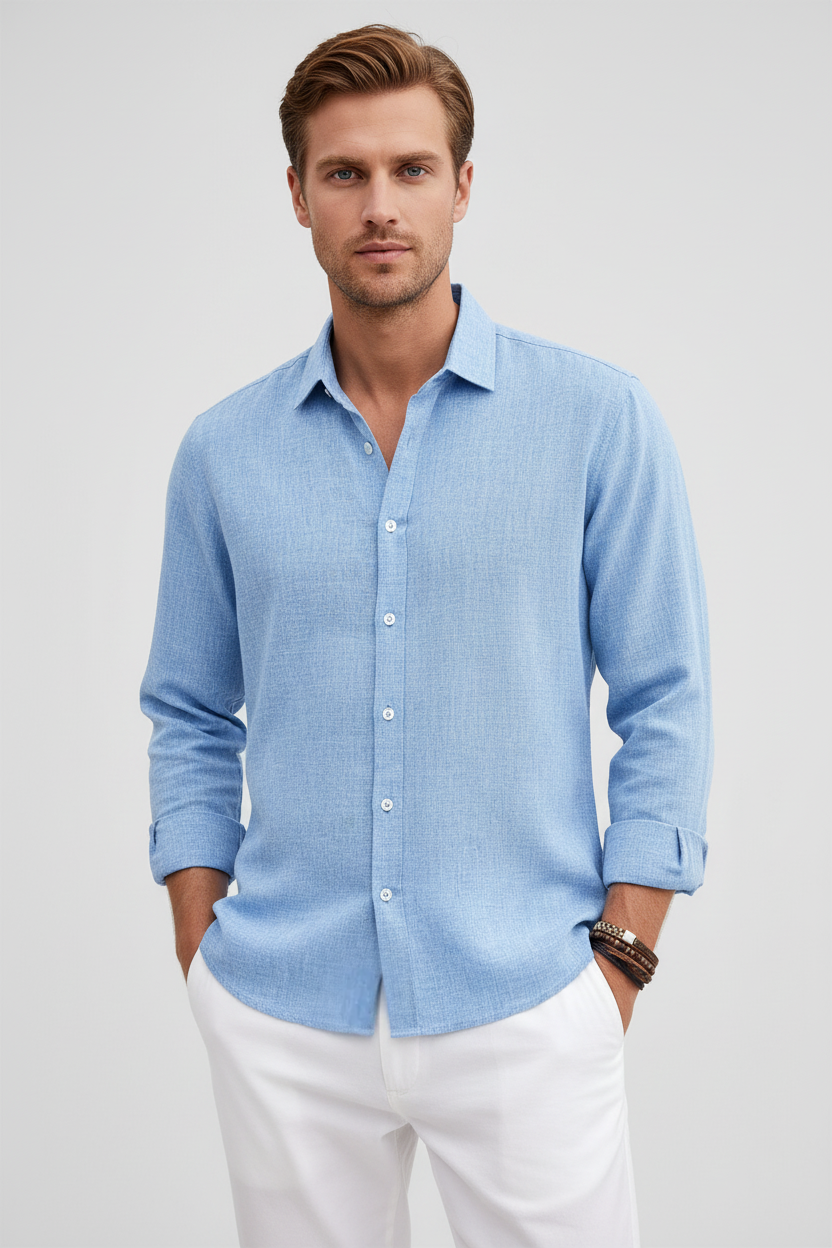 Men’s Shirt | Linen Look Long Sleeve - 1