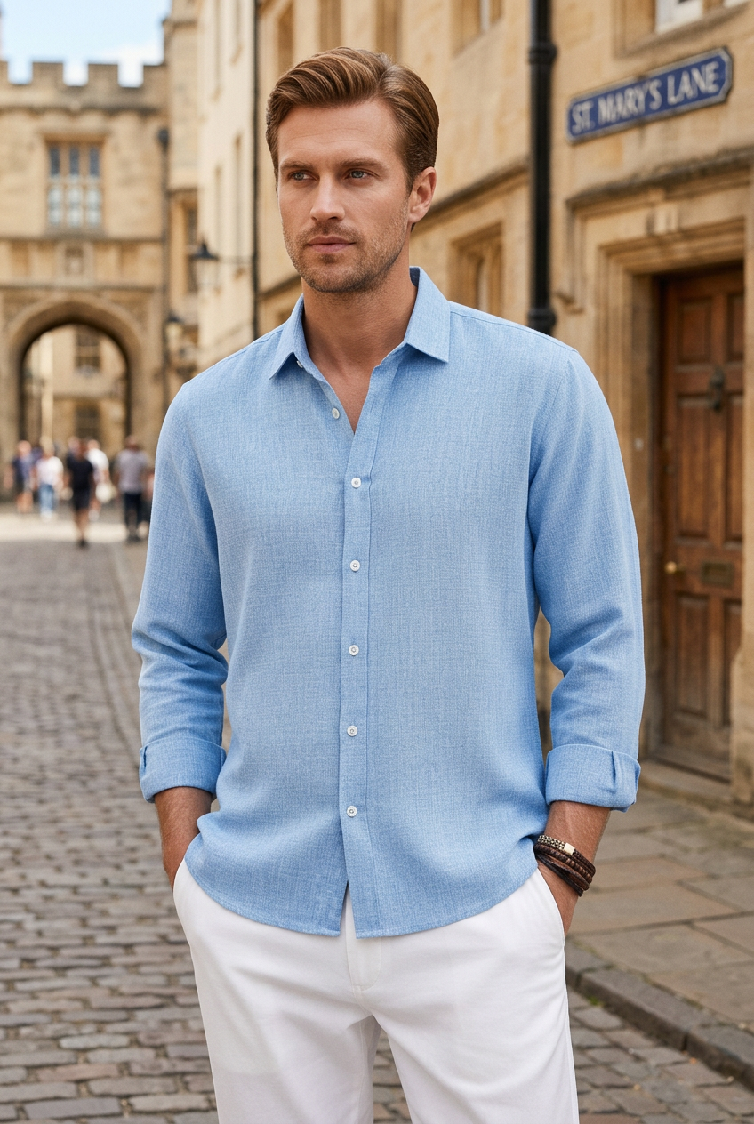 Men’s Shirt | Linen Look Long Sleeve - 4