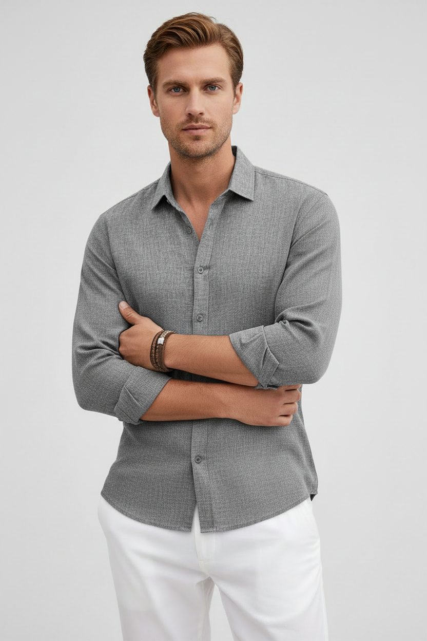 Men’s Shirt | Linen Look Long Sleeve - 6