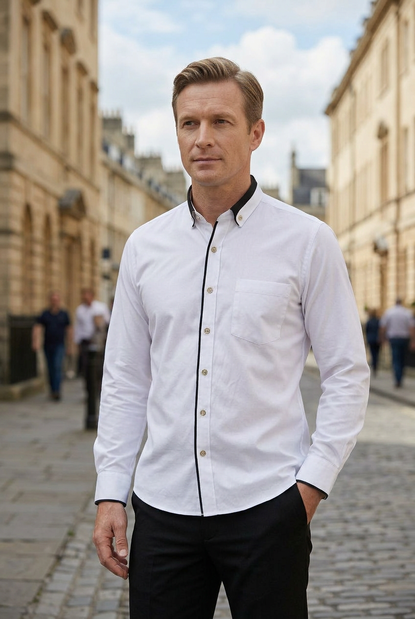Men’s Shirt | Stretch Fit with Contrast Collar - 4