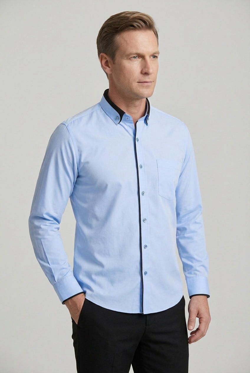 Men’s Shirt | Stretch Fit with Contrast Collar - 7