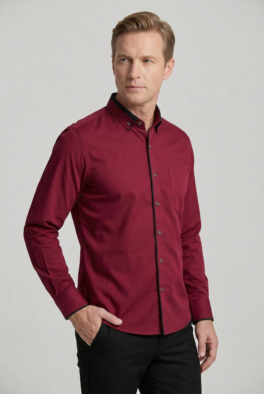 Men’s Shirt | Stretch Fit with Contrast Collar - 8