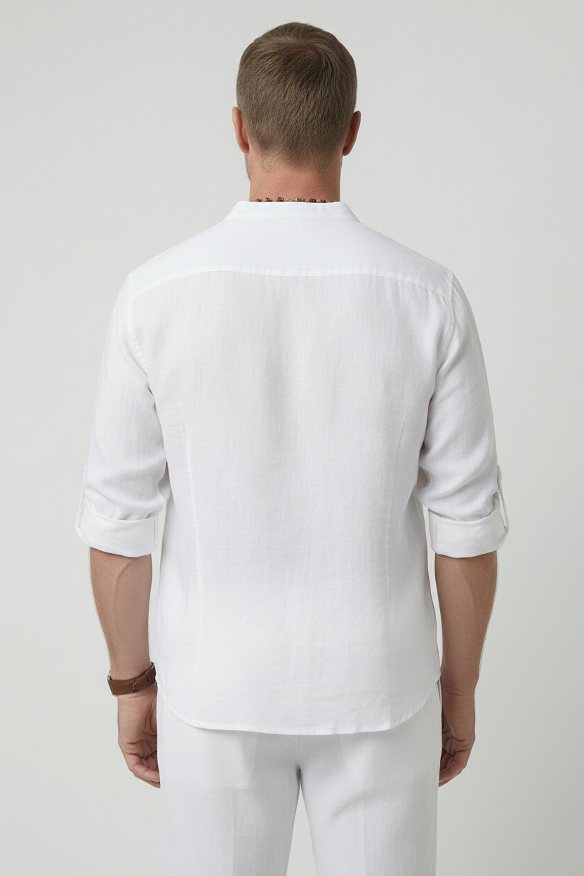 Men’s Shirts | Linen Look Half Button - 2