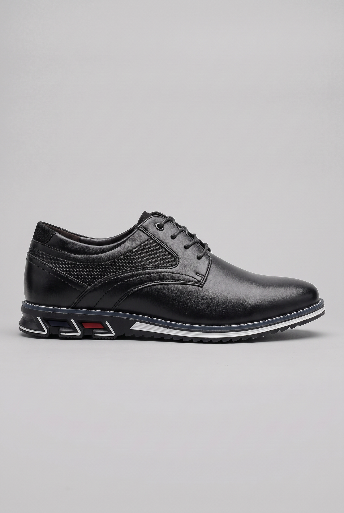 Men's Shoes | Plain Toe Lace-Up Leather-Look - Black