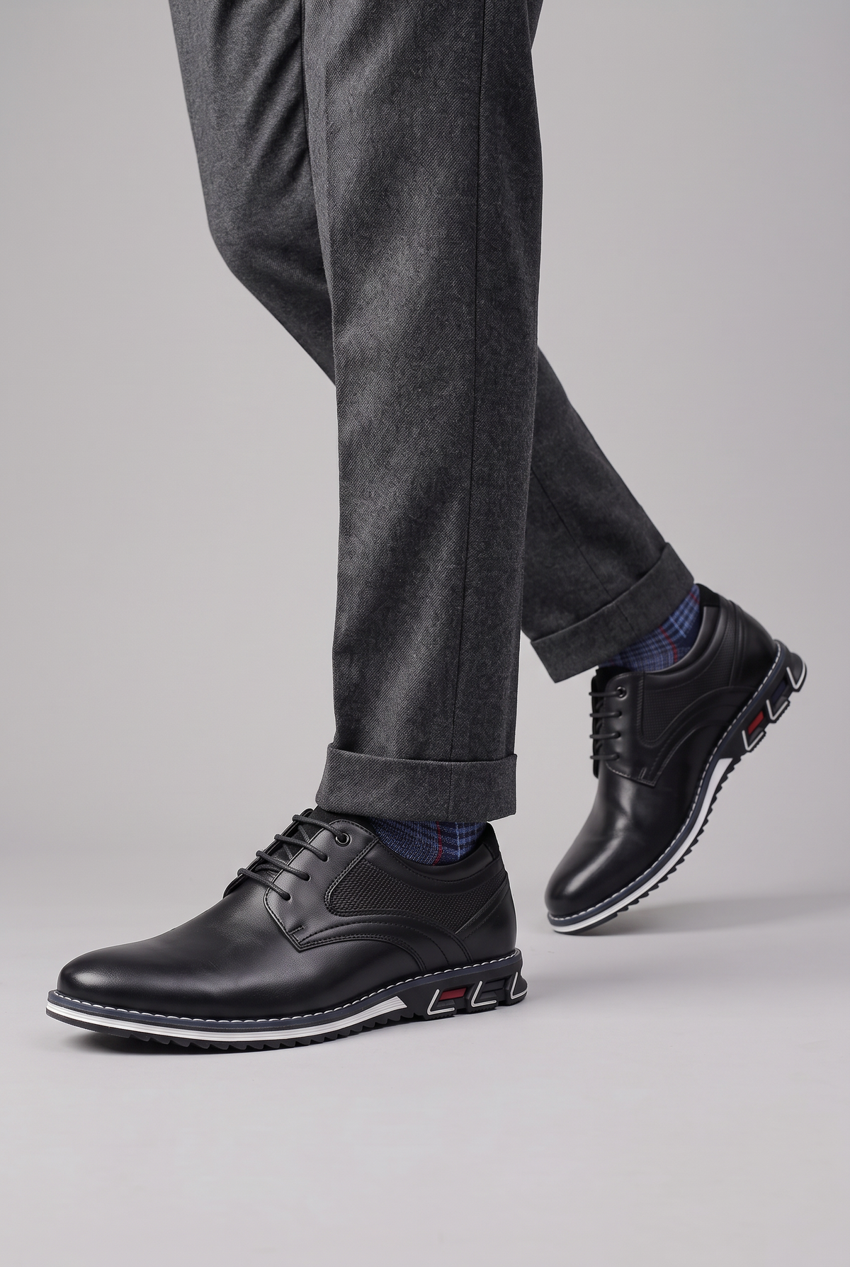 Men's Shoes | Plain Toe Lace-Up Leather-Look worn