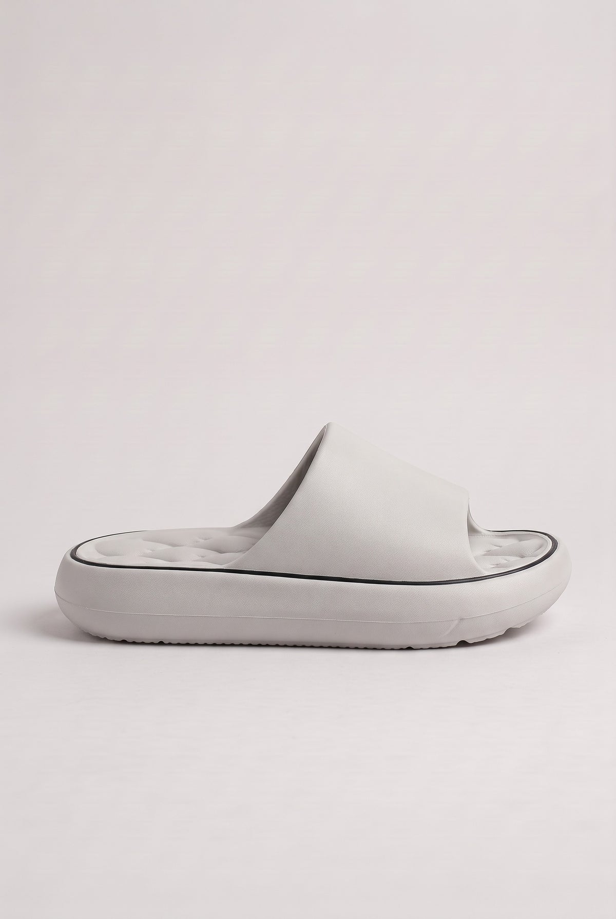 Men's Slides | Cushioned Pillow Footbed - Light Grey