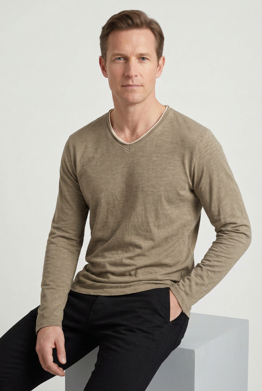Men’s T-Shirt | Long Sleeve with V-Neck - 8