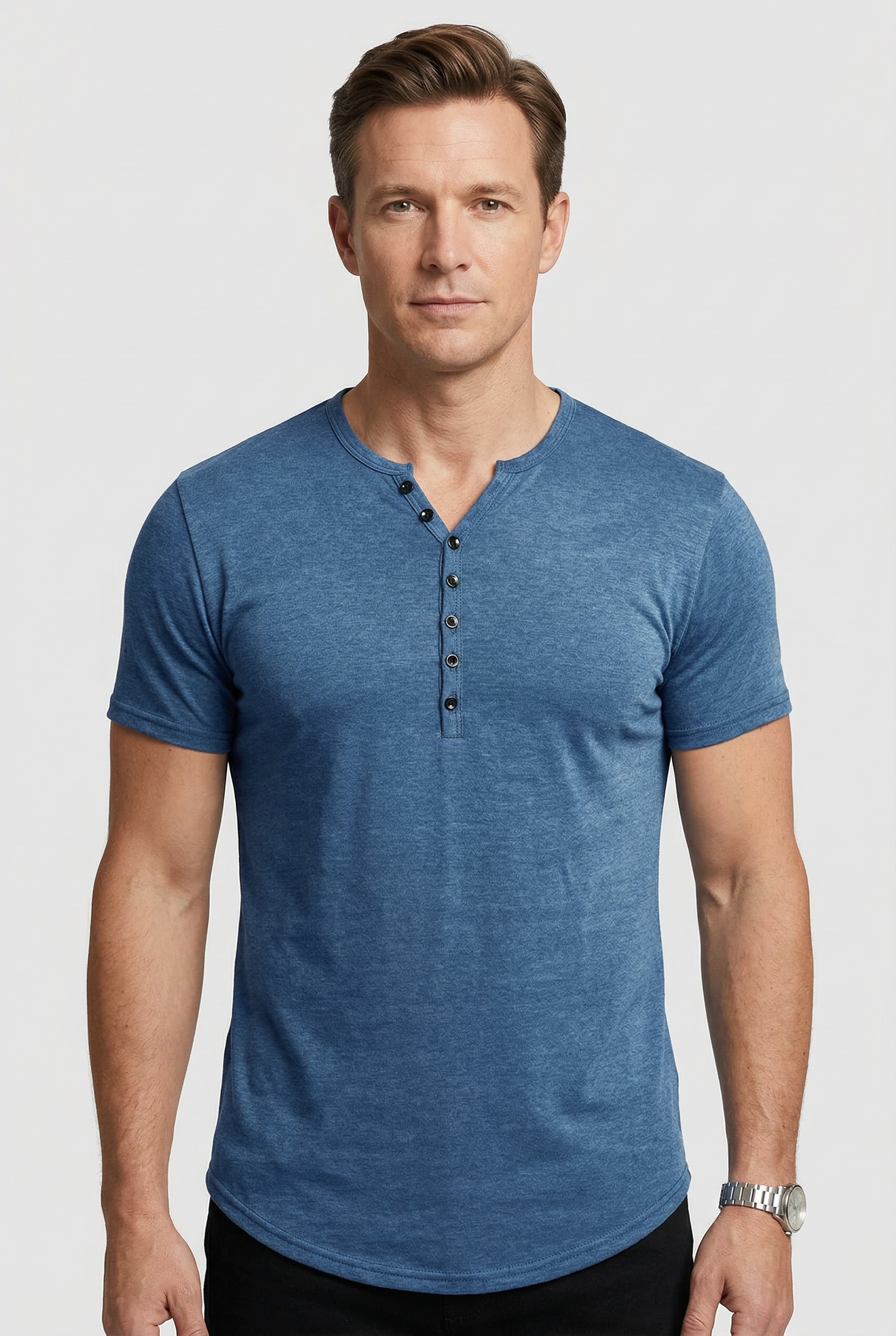 Men’s T Shirt | Henley with Button Placket - 1