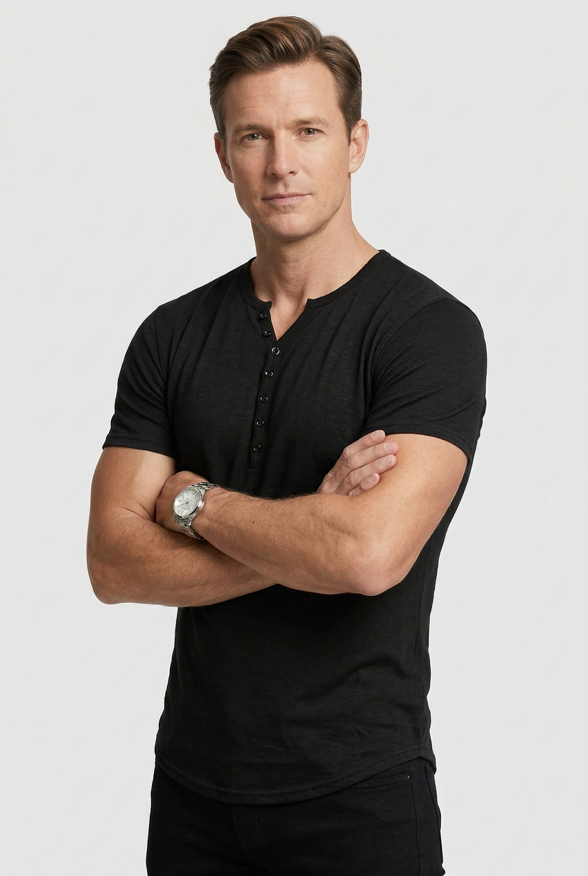 Men’s T Shirt | Henley with Button Placket - 7