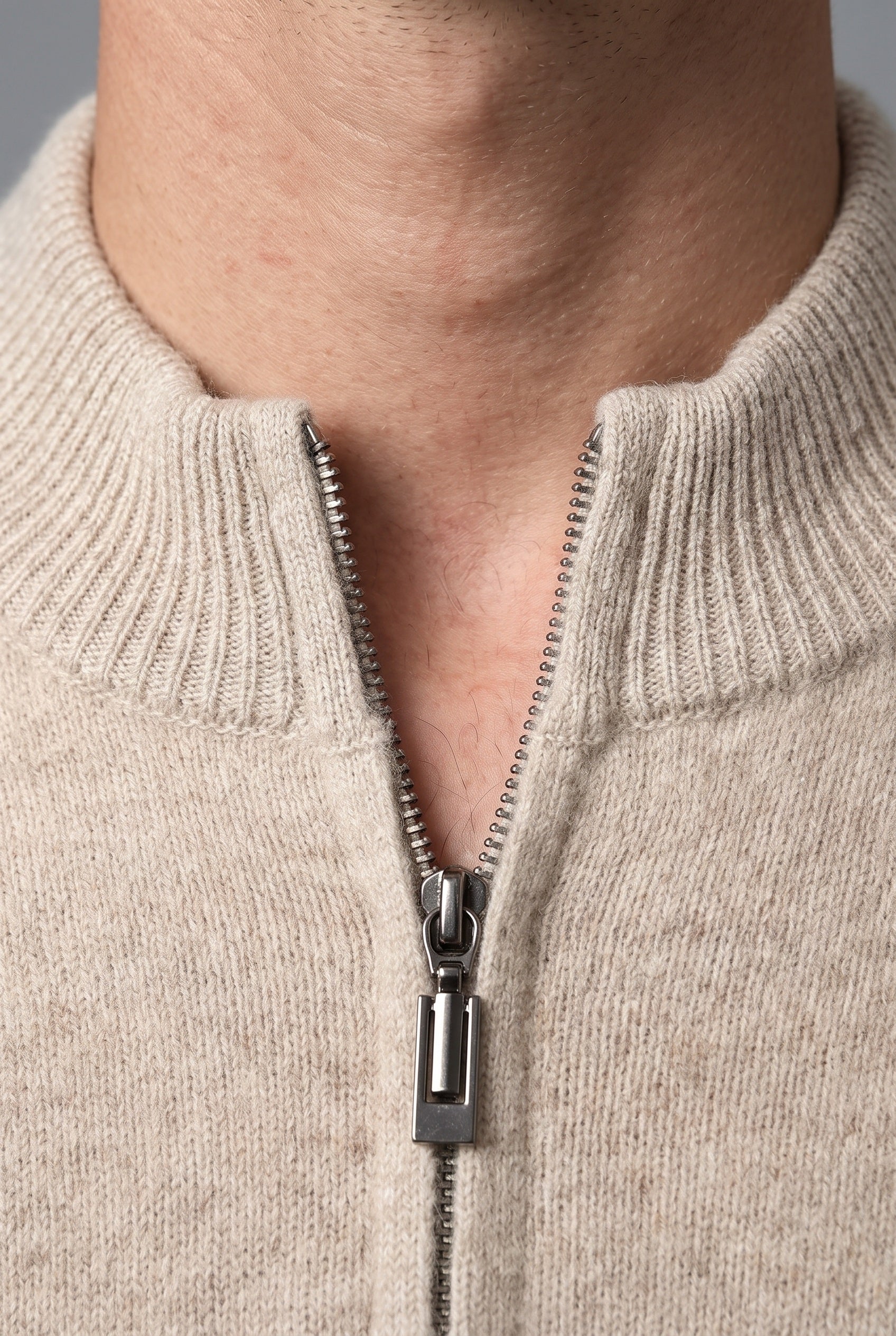 Men's Tracksuit | Knitted Zip Through Set - Beige detail