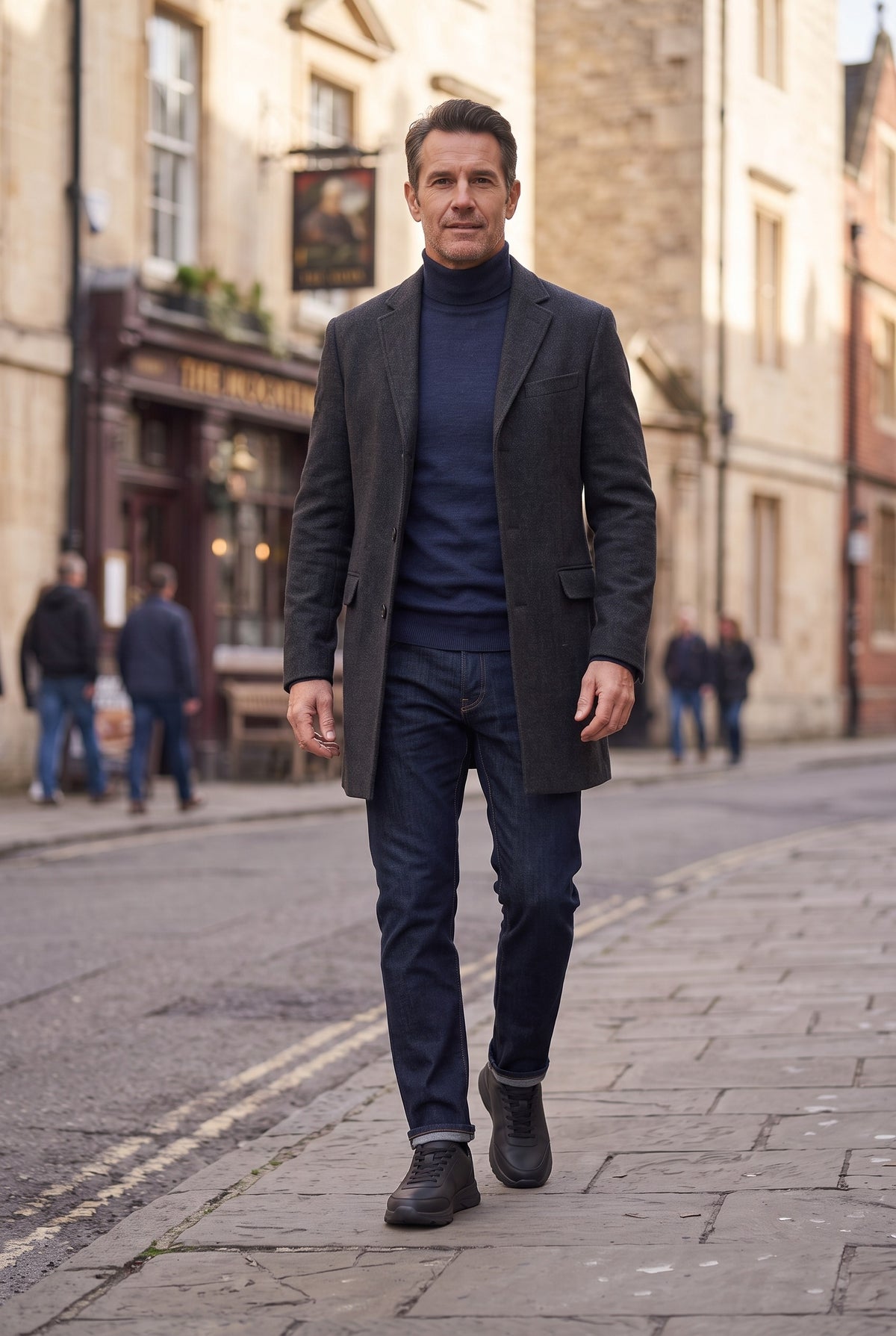 Men's Trainers | Lace-Up with Chunky Sole - Black lifestyle